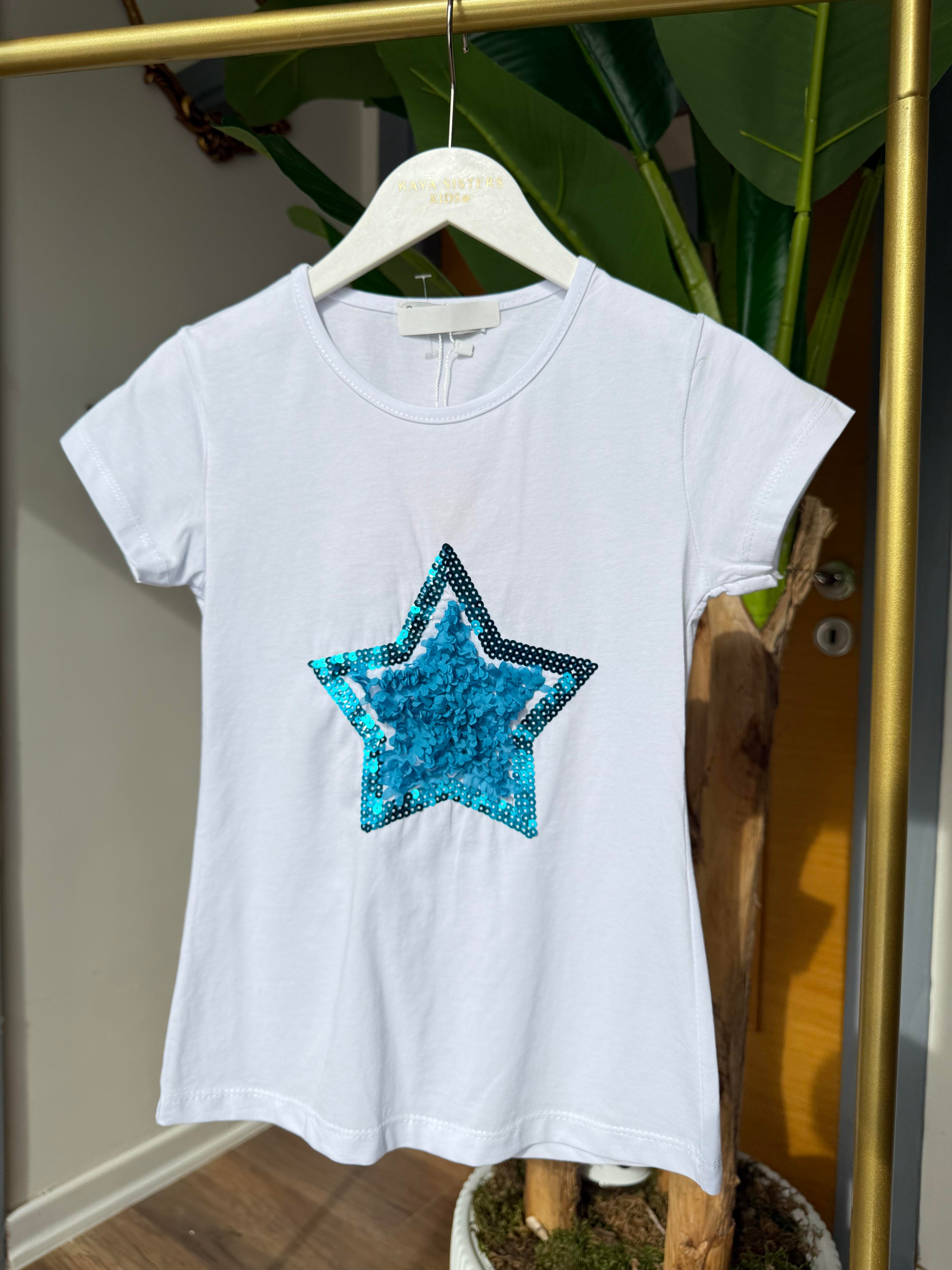 9604 Kids Önü Yıldız Kabartmalı Tshirt 7-12 Yaş