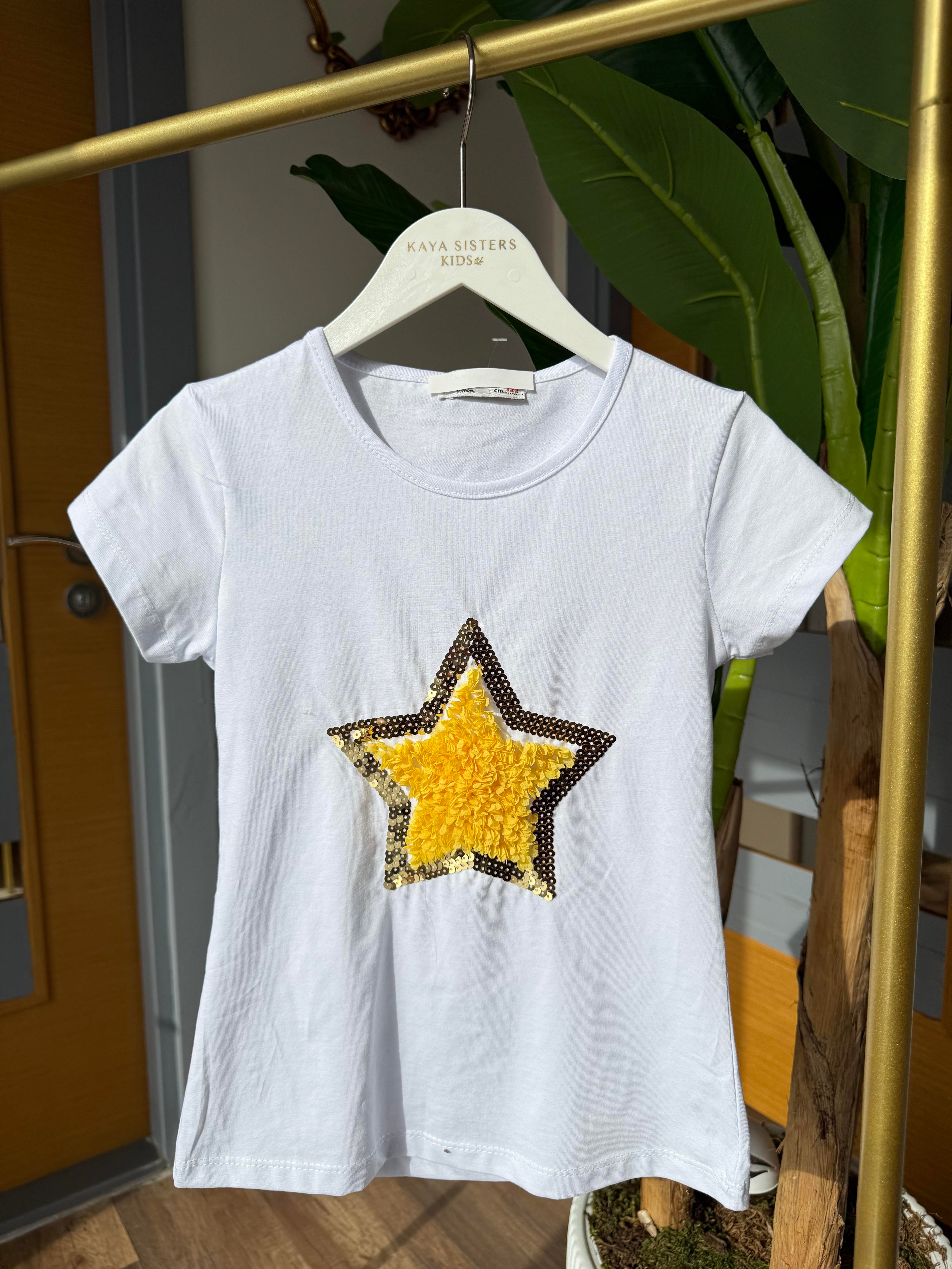 9604 Kids Önü Yıldız Kabartmalı Tshirt 7-12 Yaş