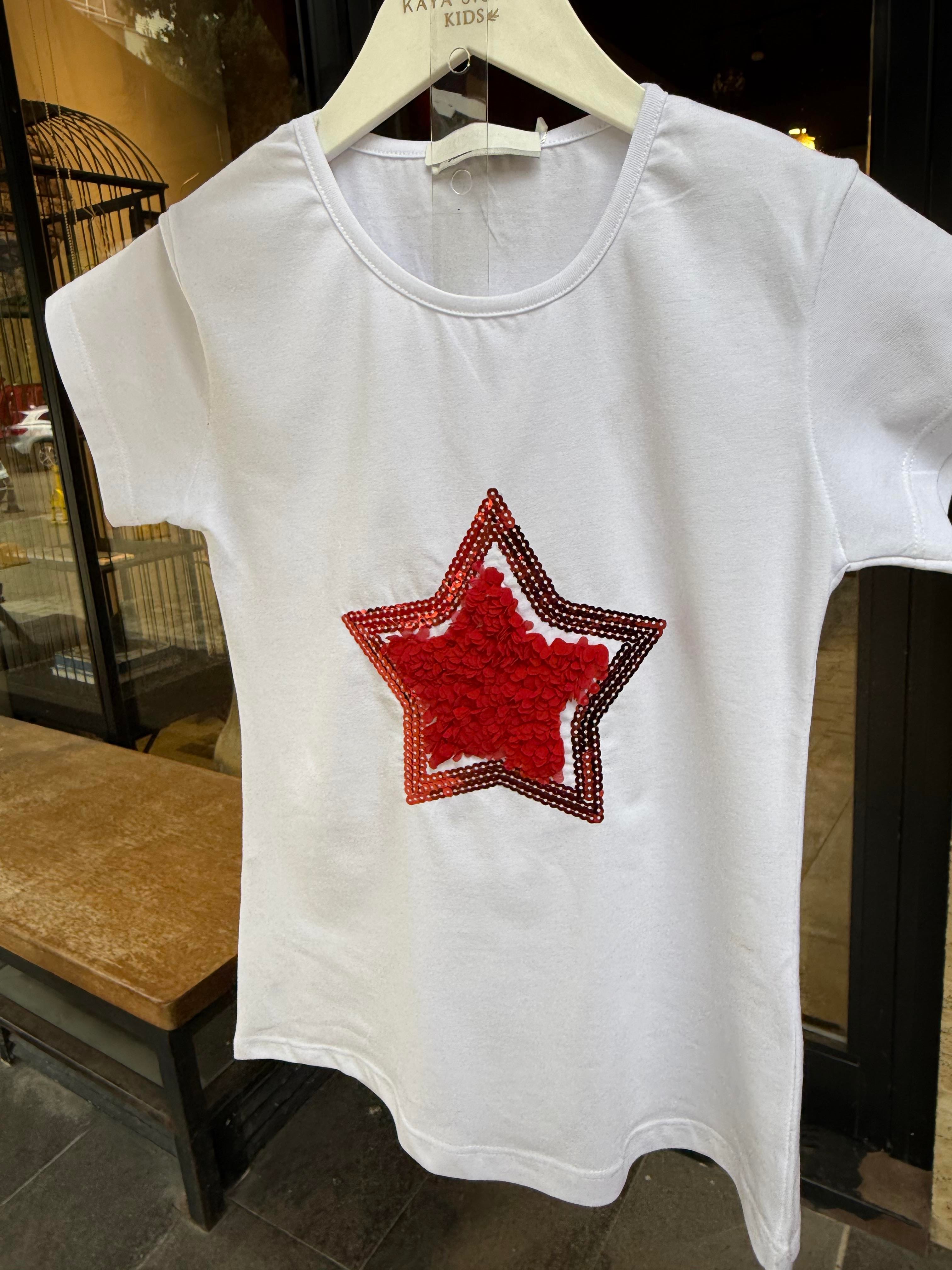 9604 Kids Önü Yıldız Kabartmalı Tshirt 7-12 Yaş