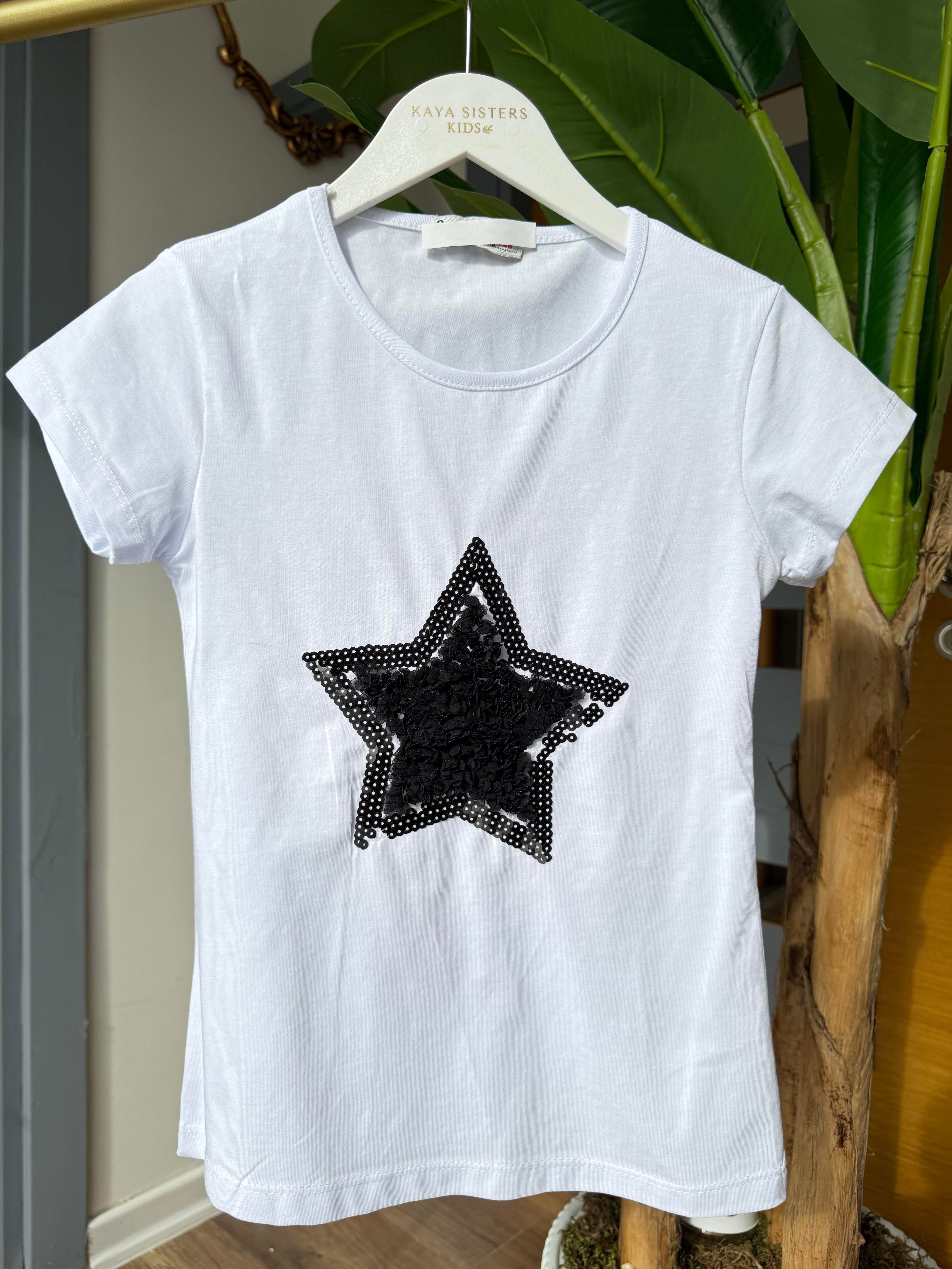9604 Kids Önü Yıldız Kabartmalı Tshirt 7-12 Yaş
