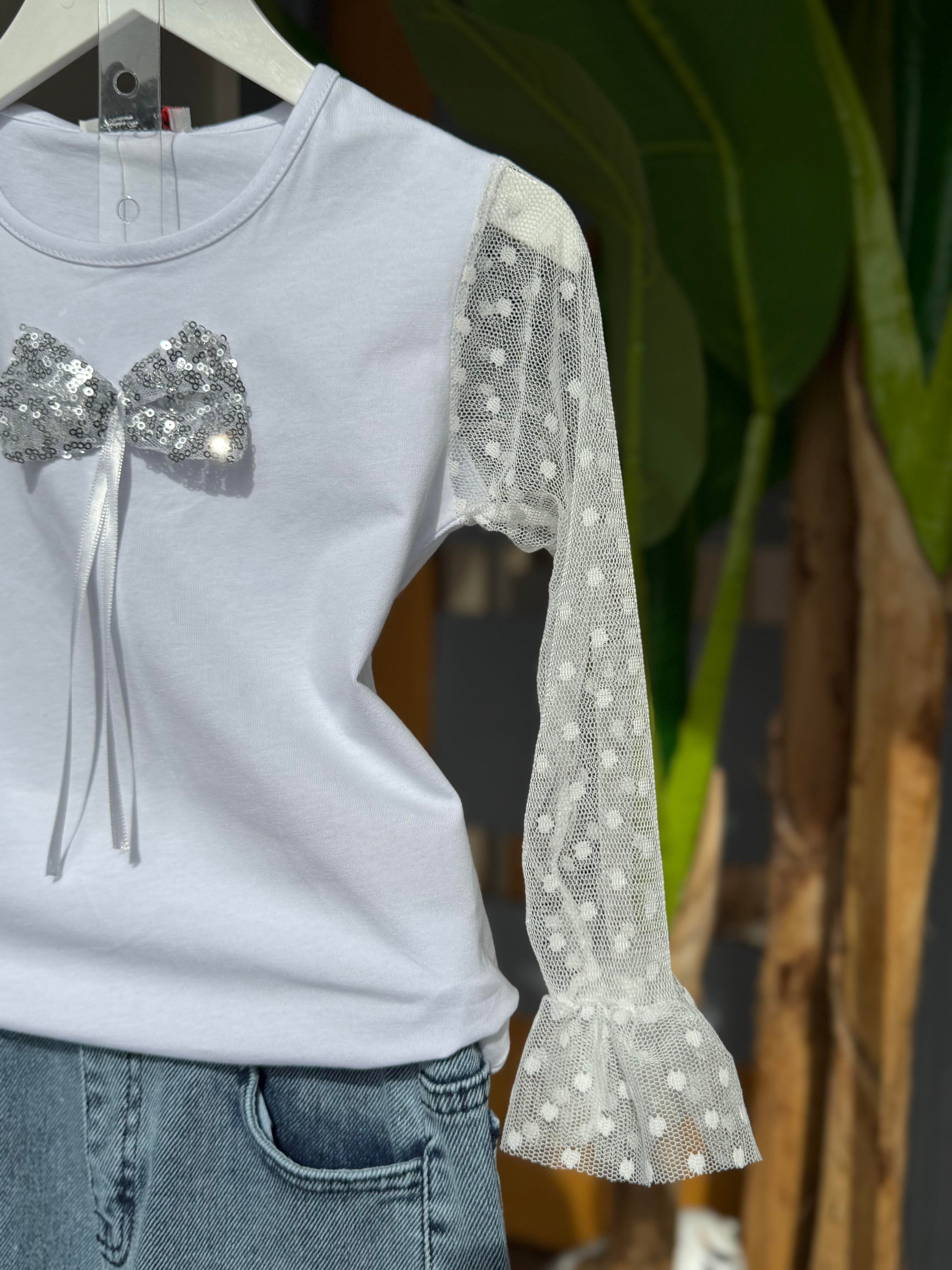 9605 Kids Önü Fiyonk Detaylı Bluz 7-12 Yaş