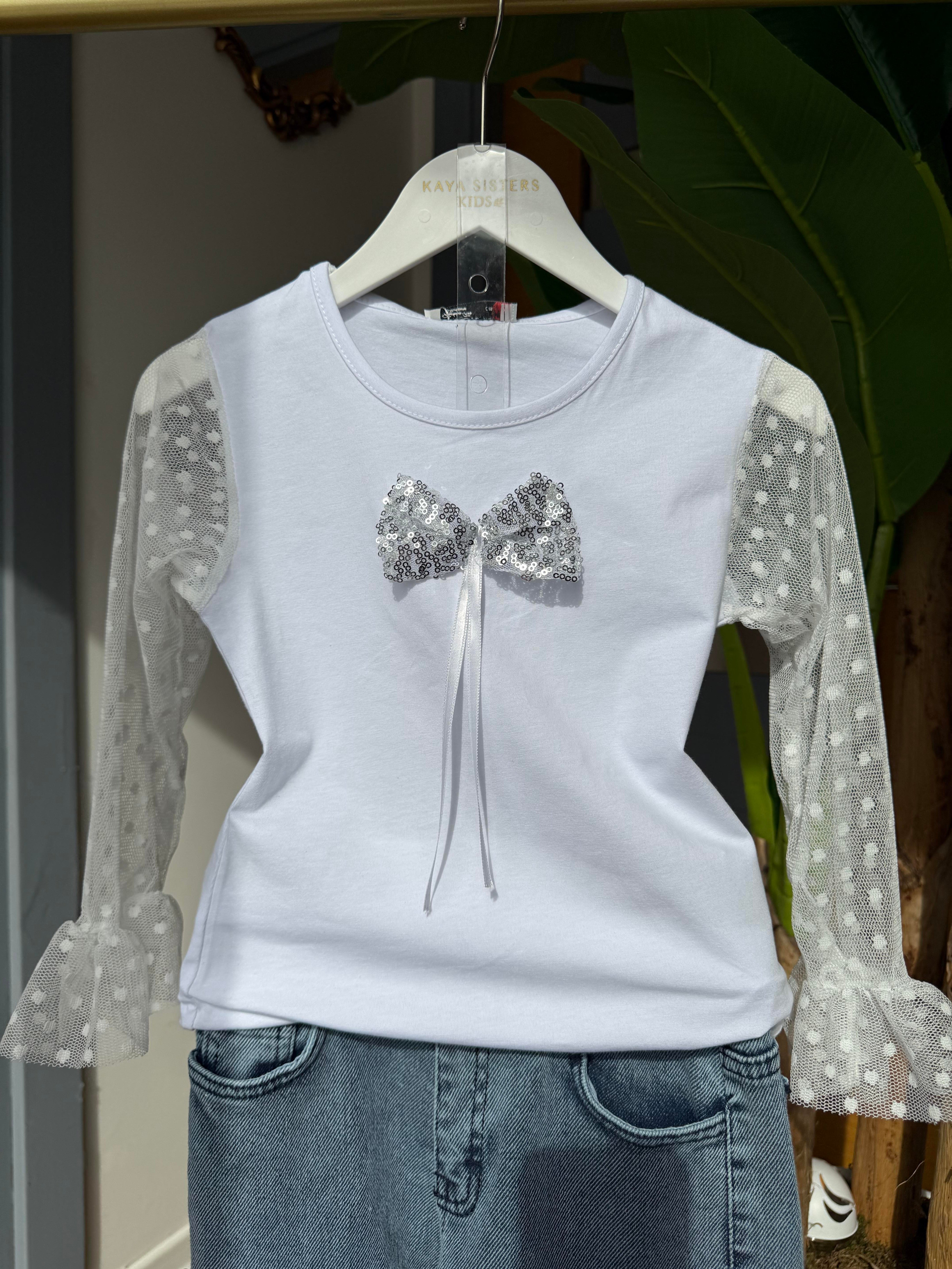 9605 Kids Önü Fiyonk Detaylı Bluz 7-12 Yaş