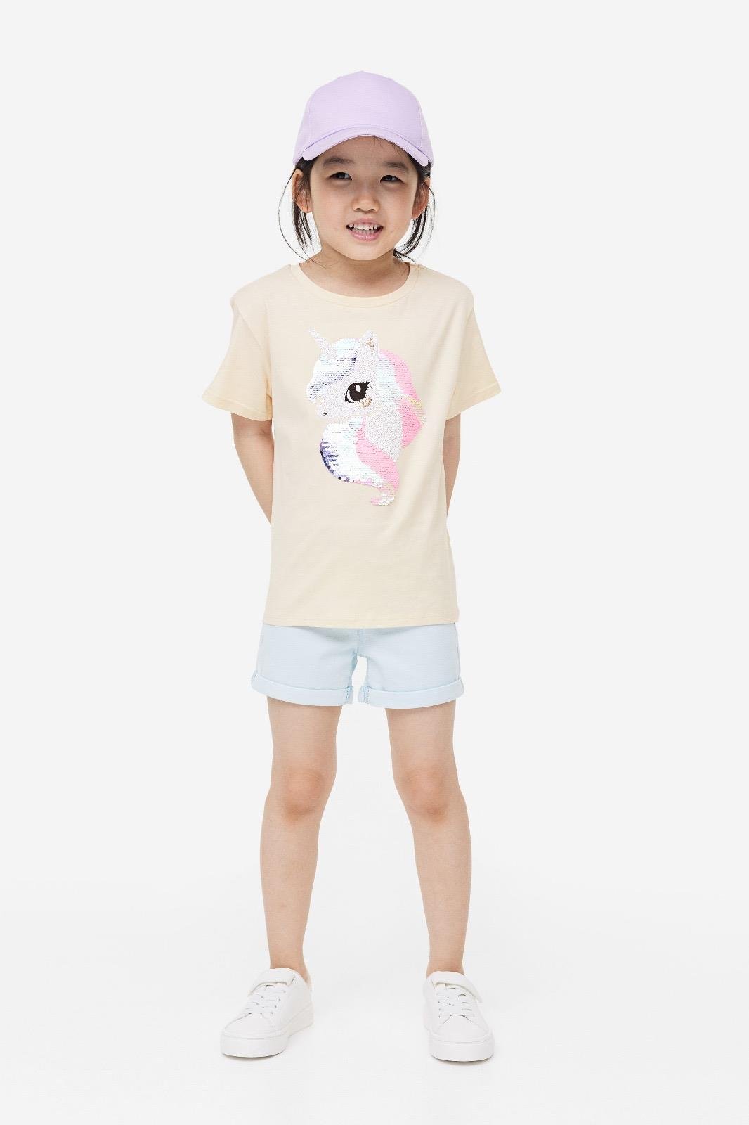 9612 Kids Unicorn Payetli Tshirt 2-3/8-10 Yaş