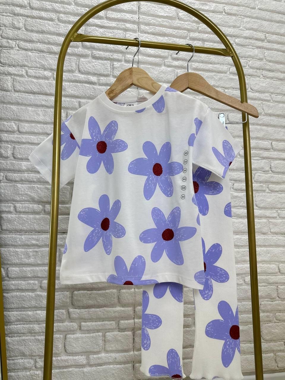 9617 Kids Mor Çiçek Baskılı Takım 2-3 /7-8 Yaş