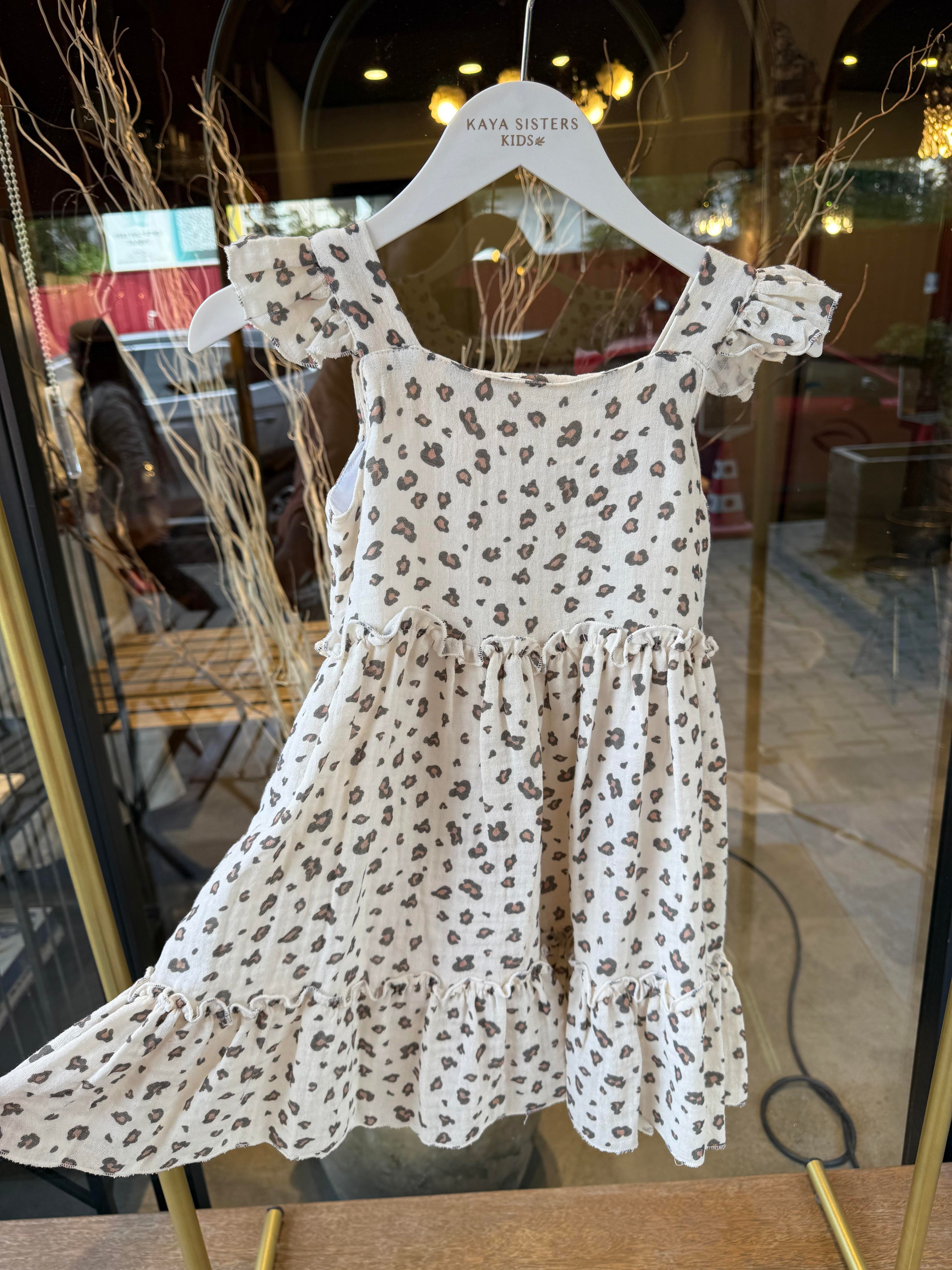 9624 Kids Leopar Detaylı Elbise 3-6 Yaş