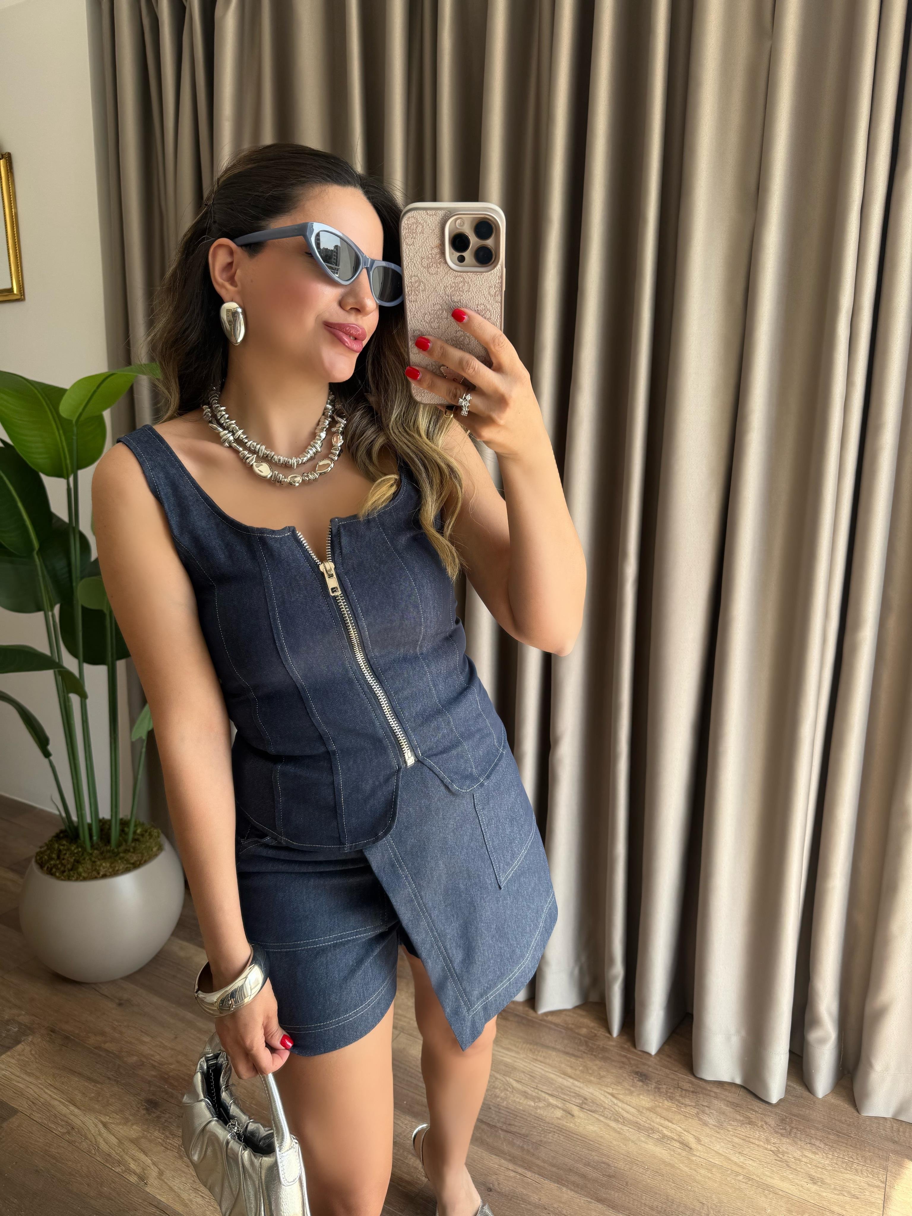 9650 Önü Fermuarlı Bluz