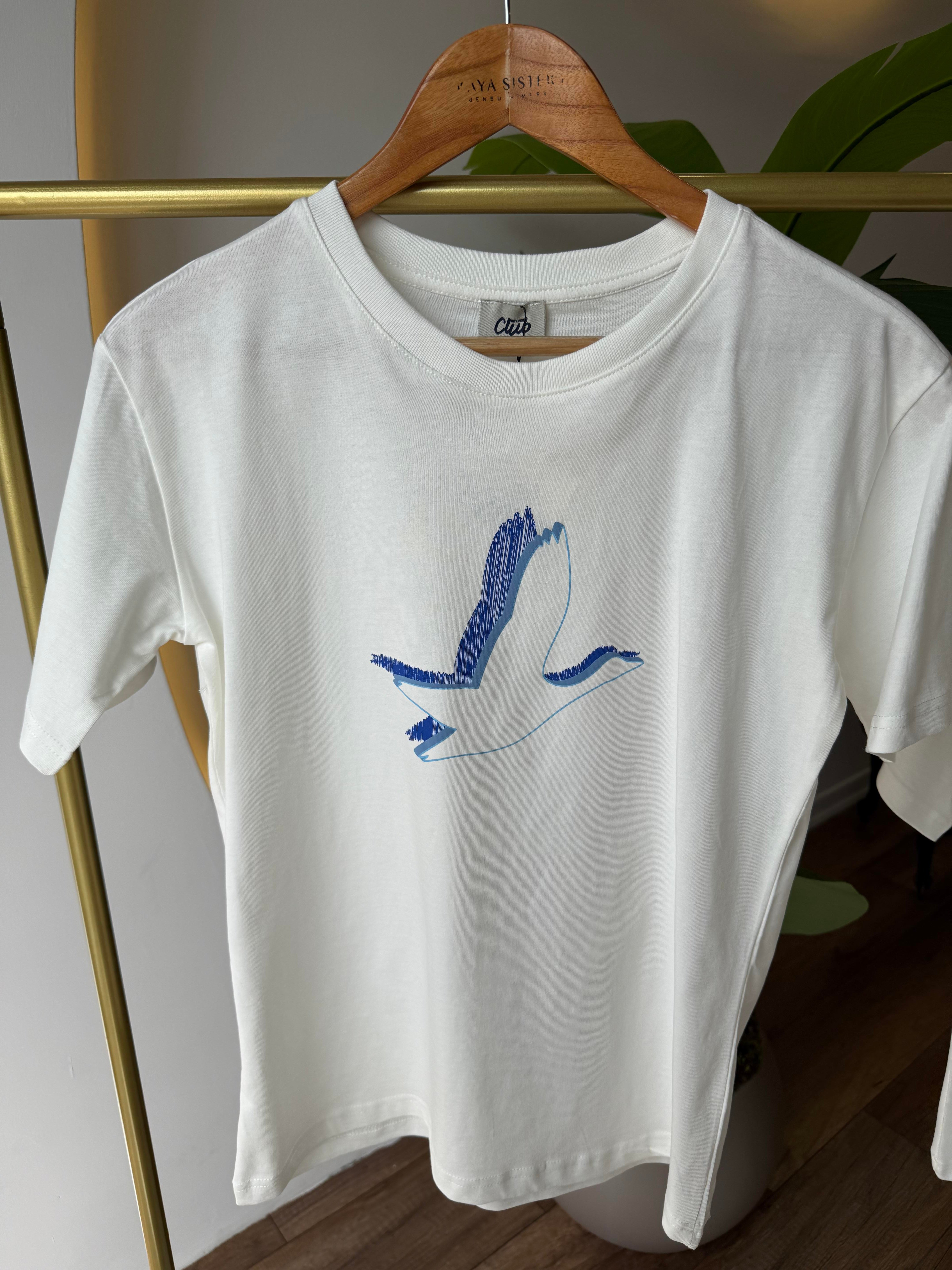 9655 Gölgeli Kuşlu Tshirt