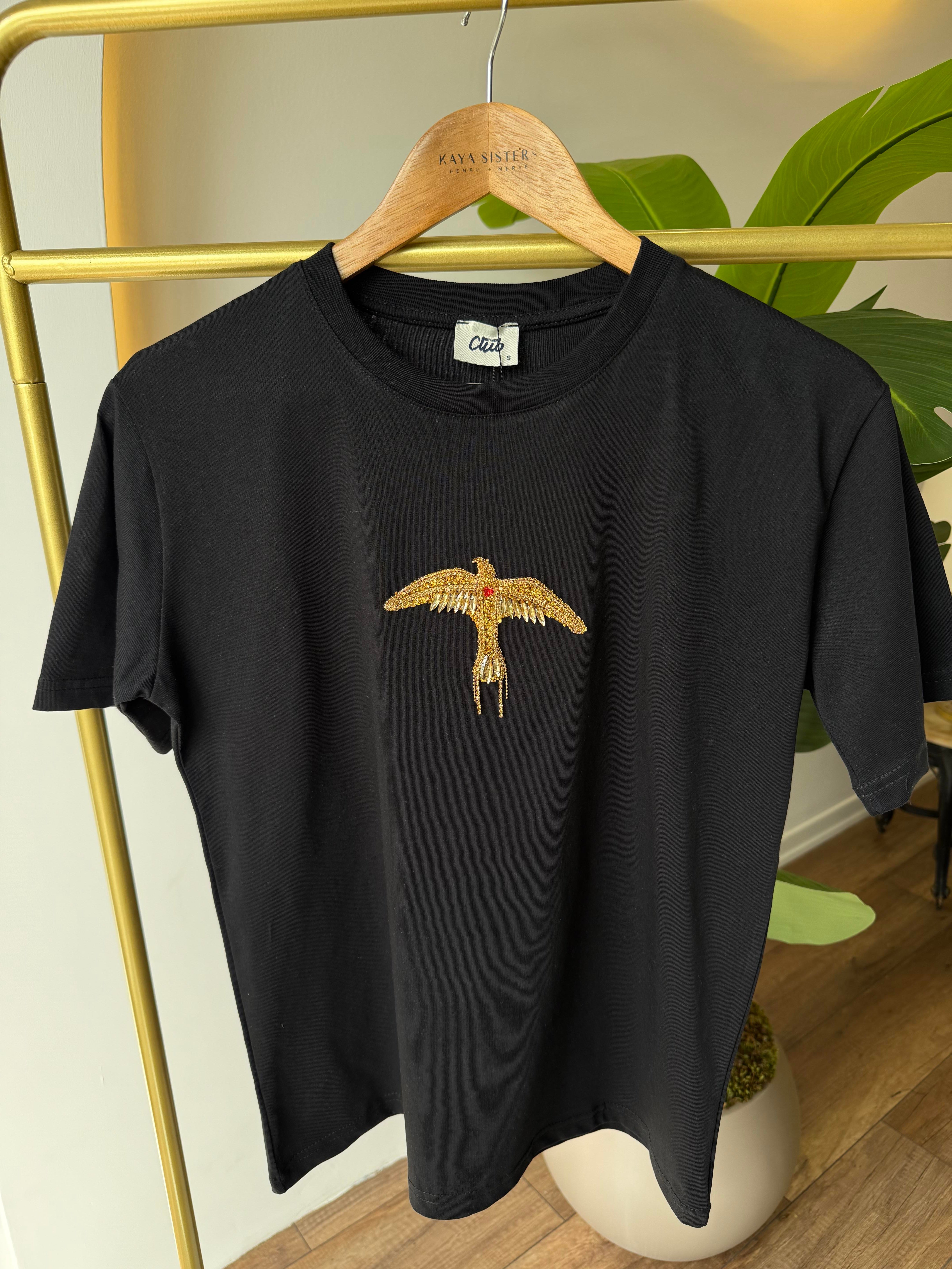 9656 Gold Kartal Kuşlu Tshirt