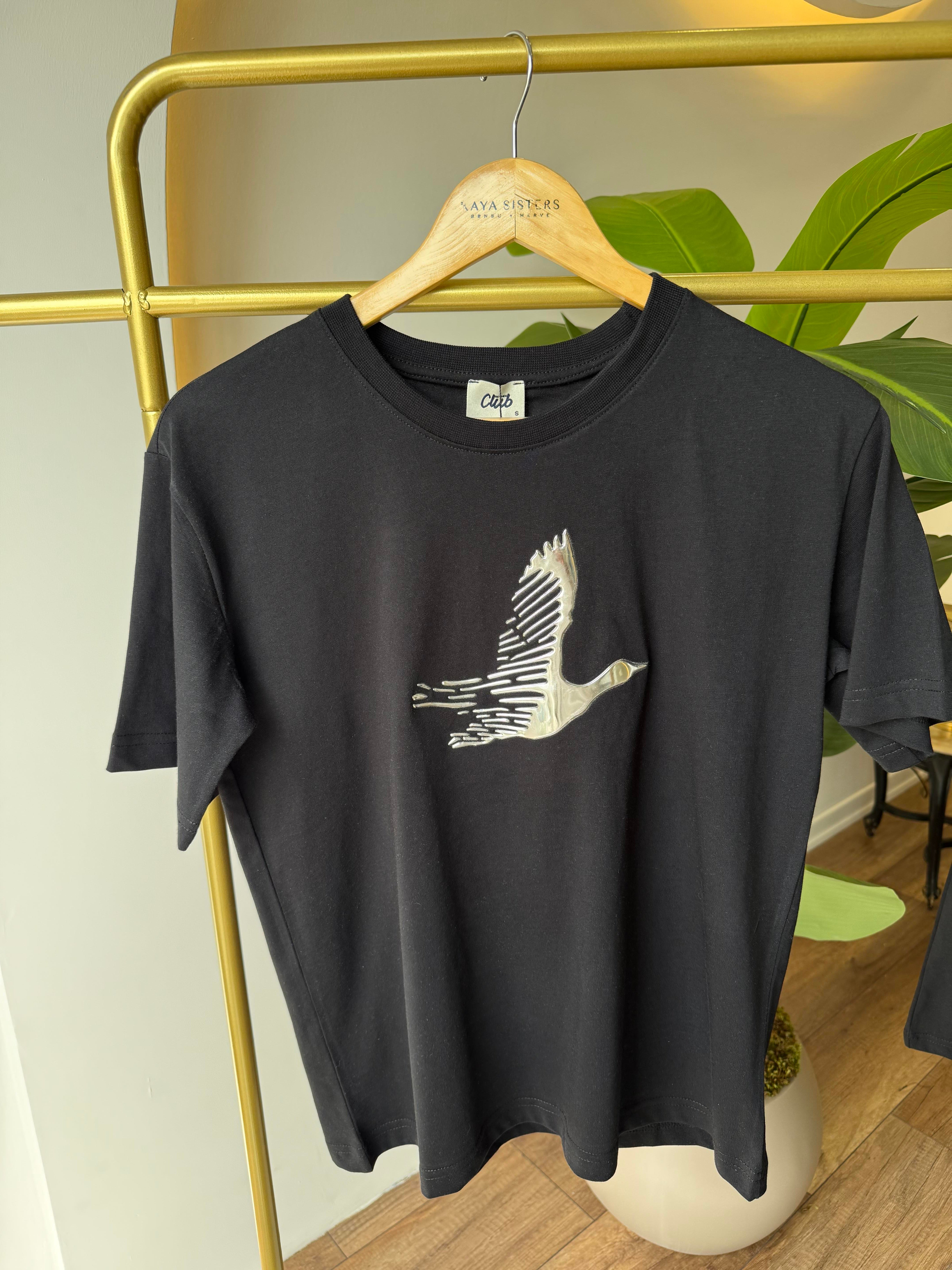 9659 Gold Kabartmalı Tshirt