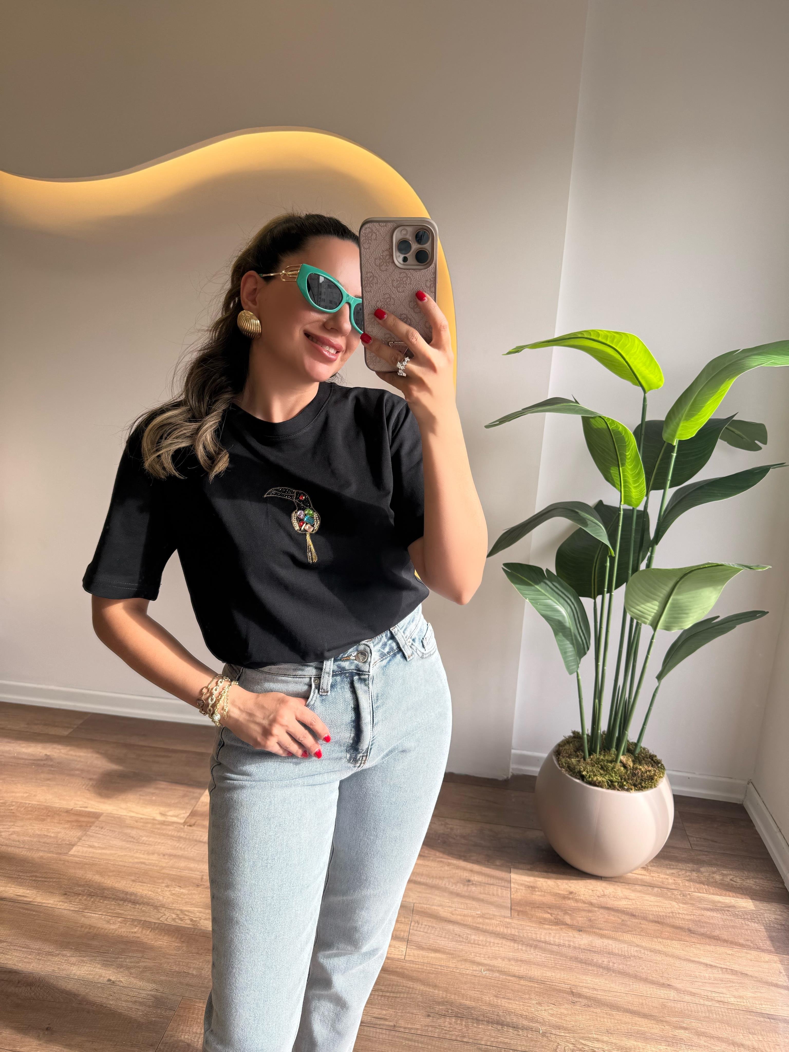 9660 Renkli P.Kuşlu Tshirt