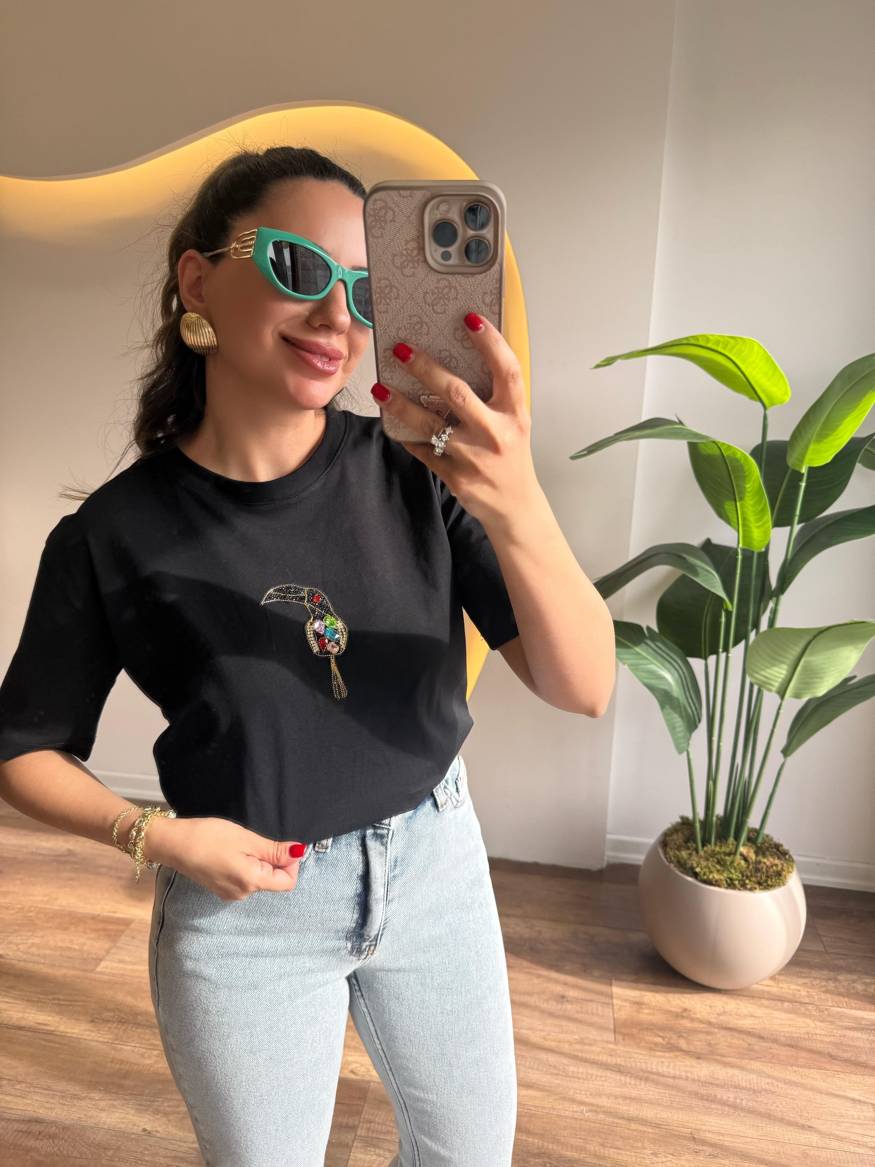 9660 Renkli P.Kuşlu Tshirt