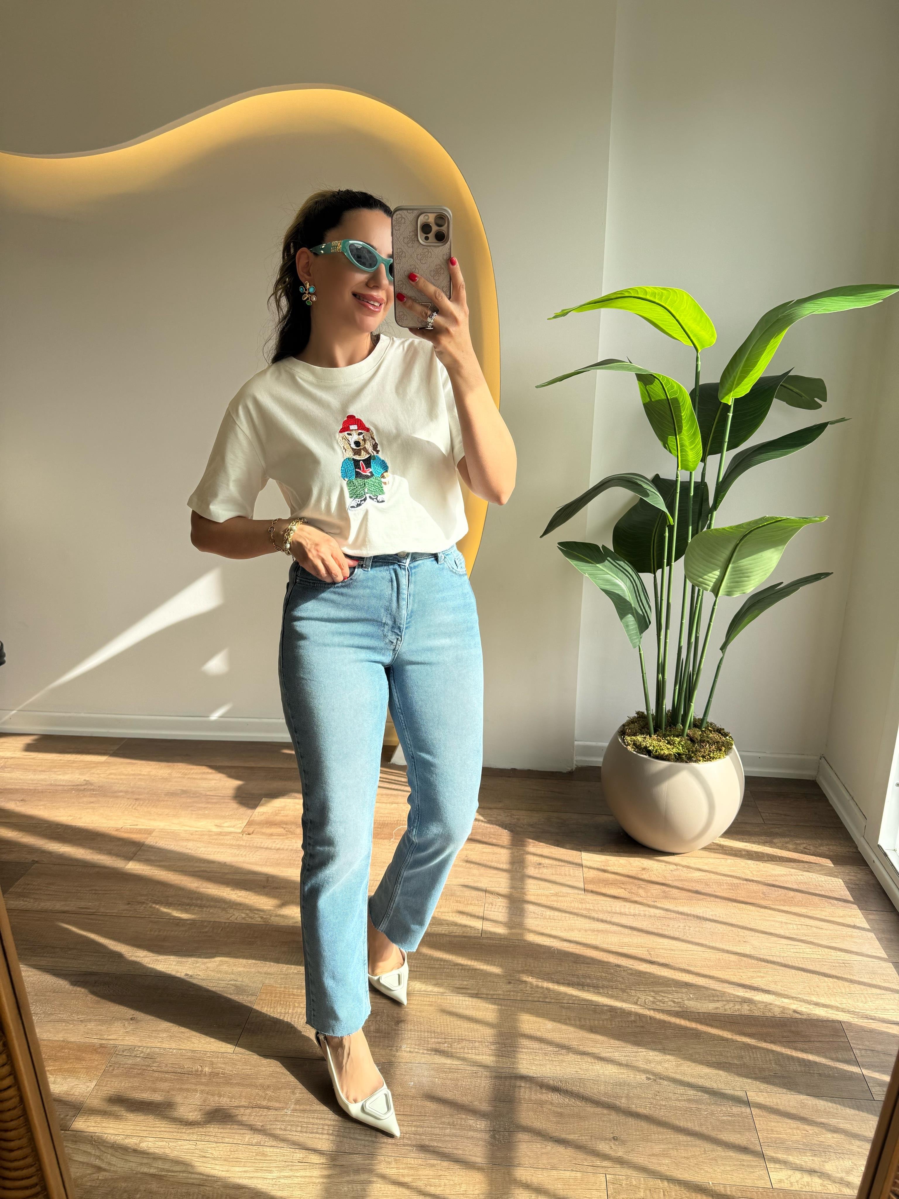9664 Renkli K. Baskılı Tshirt