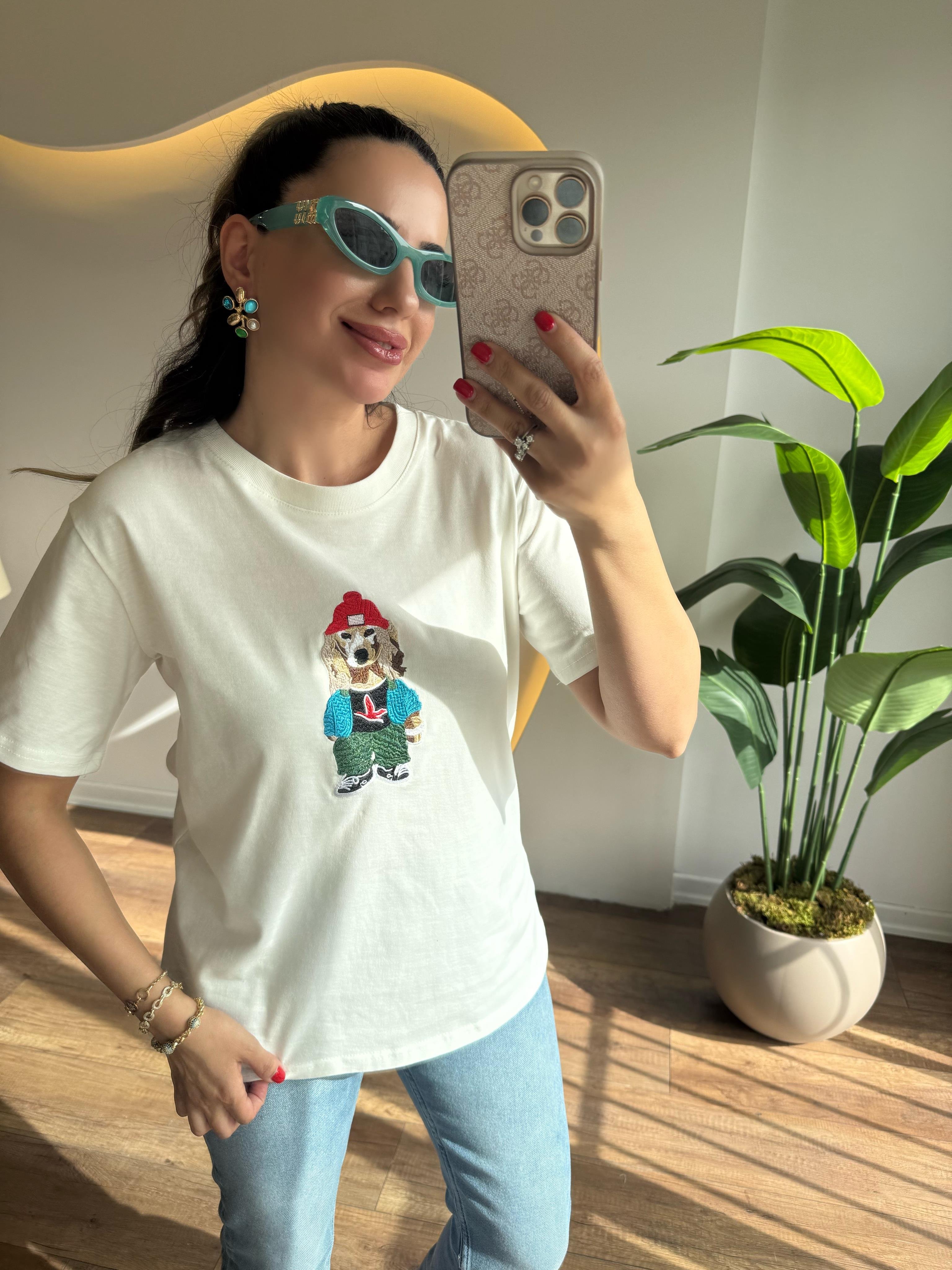 9664 Renkli K. Baskılı Tshirt