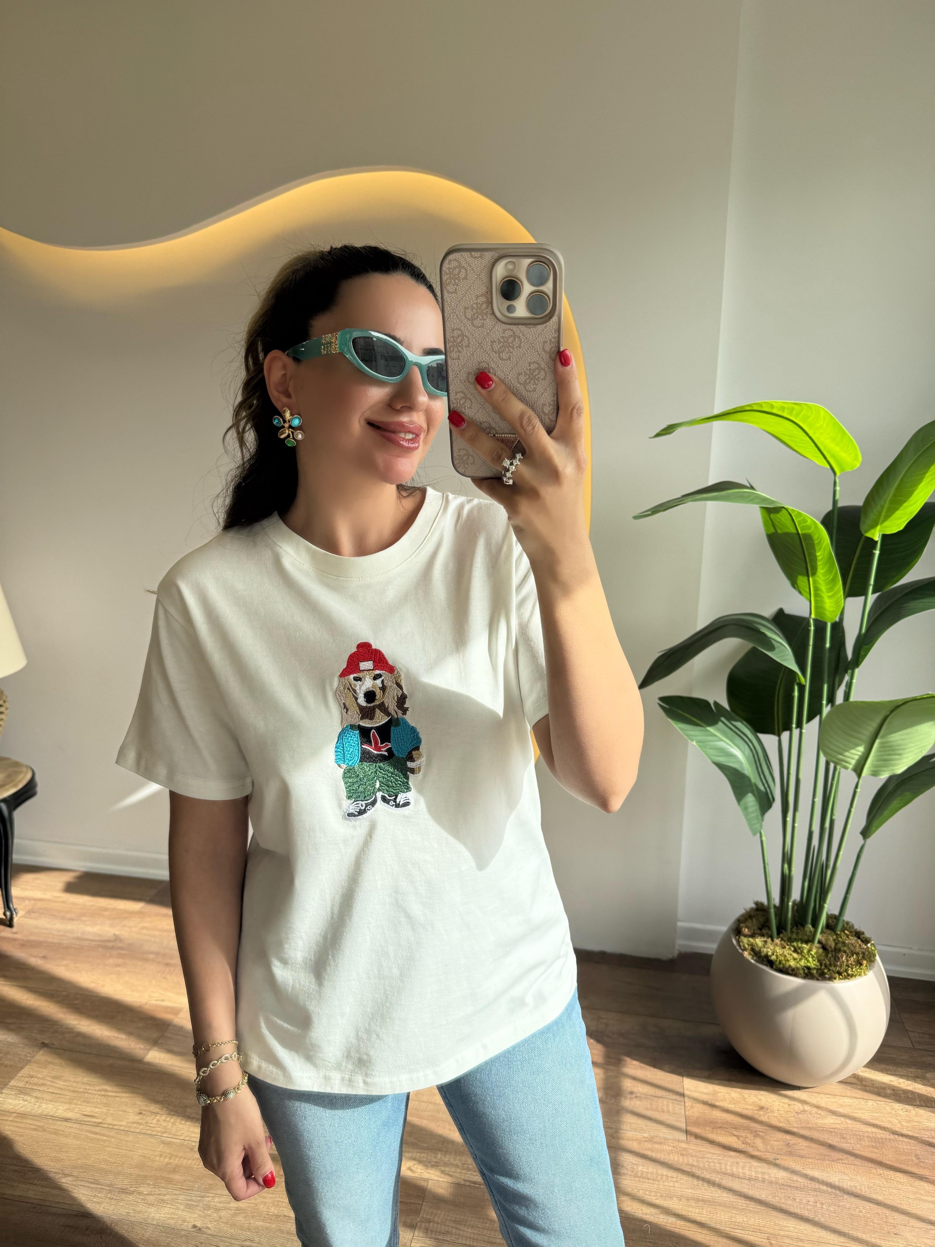 9664 Renkli K. Baskılı Tshirt