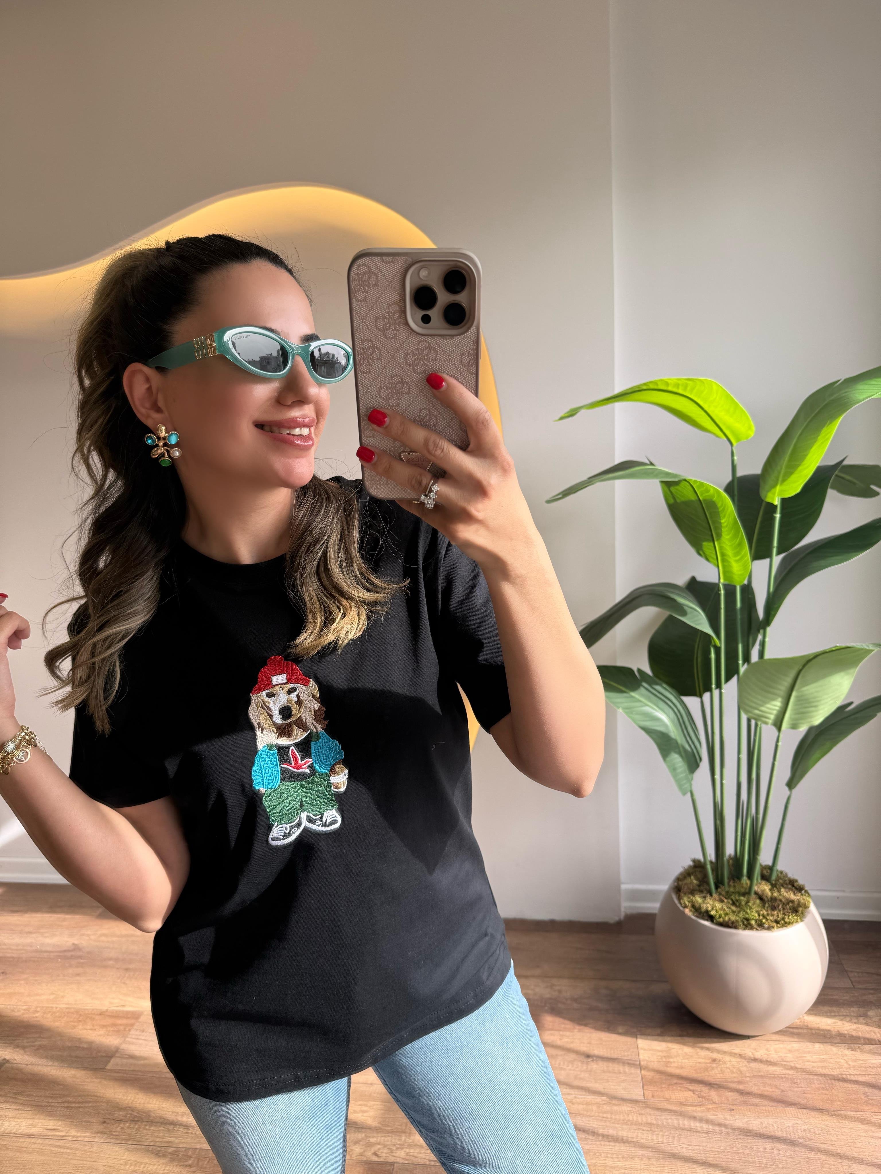 9664 Renkli K. Baskılı Tshirt