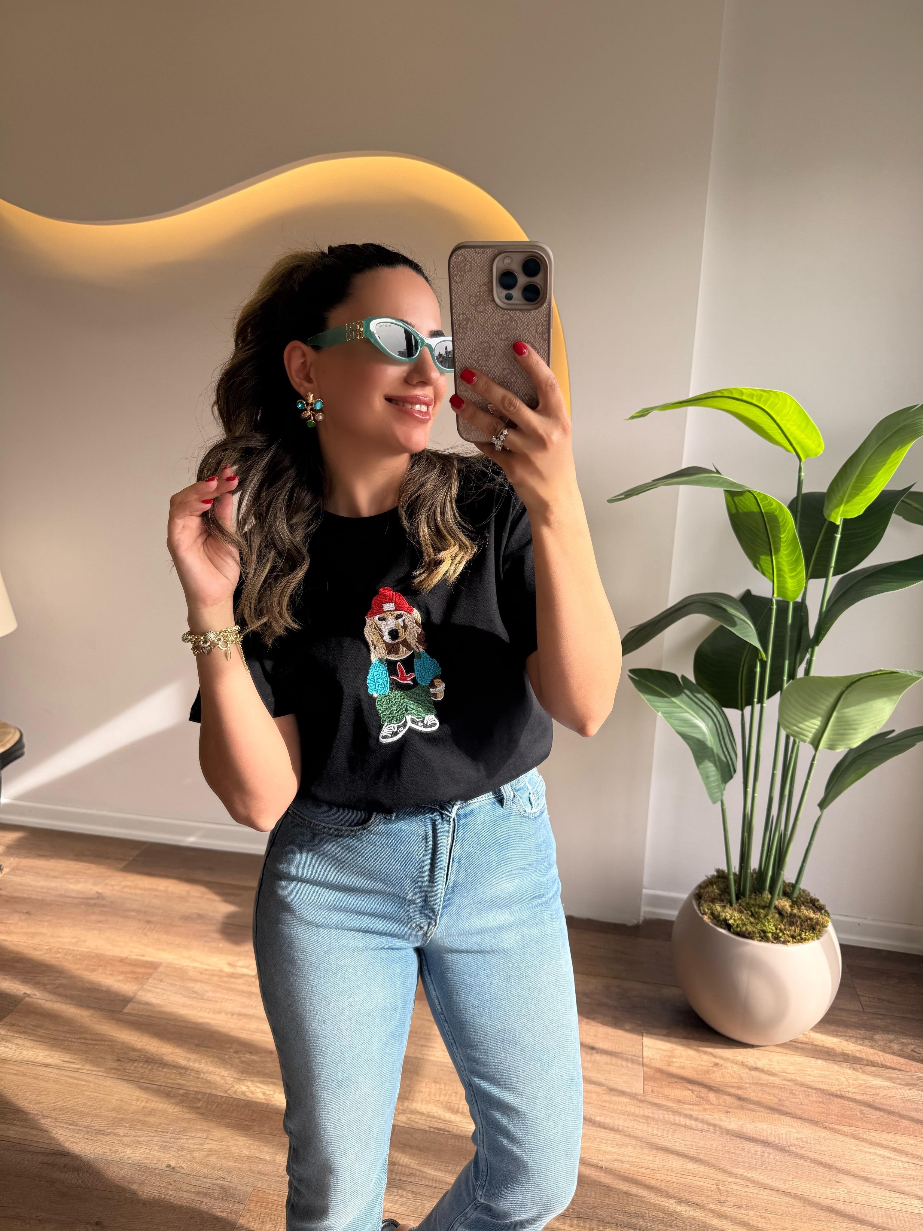 9664 Renkli K. Baskılı Tshirt