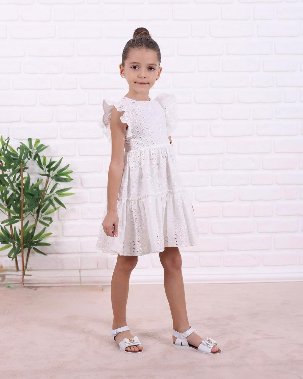 9715 Kids Fırfır Kol Fisto Elbise 2-3/7-8 Yaş