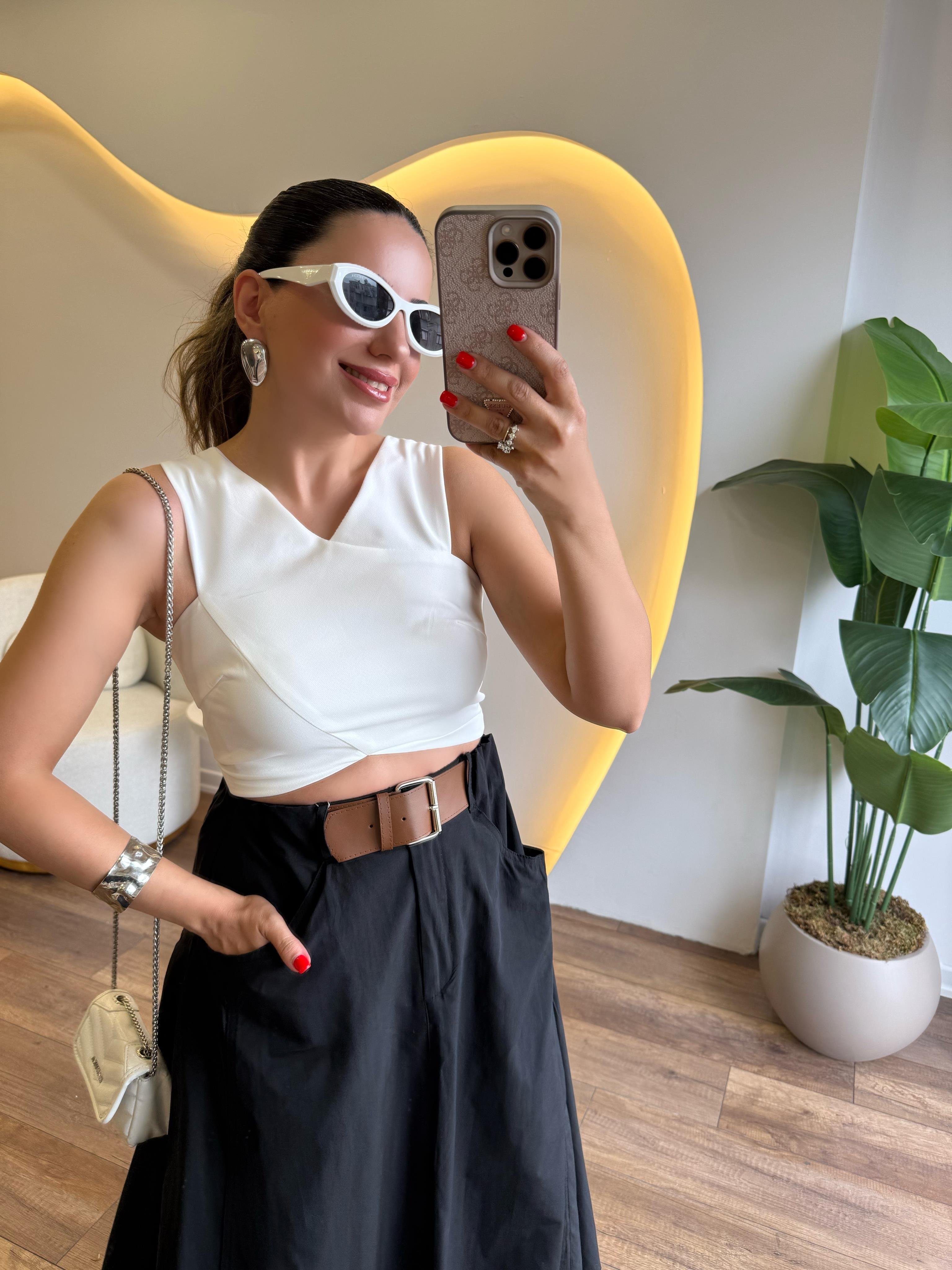 9765 Çapraz Detaylı Büstiyer Bluz
