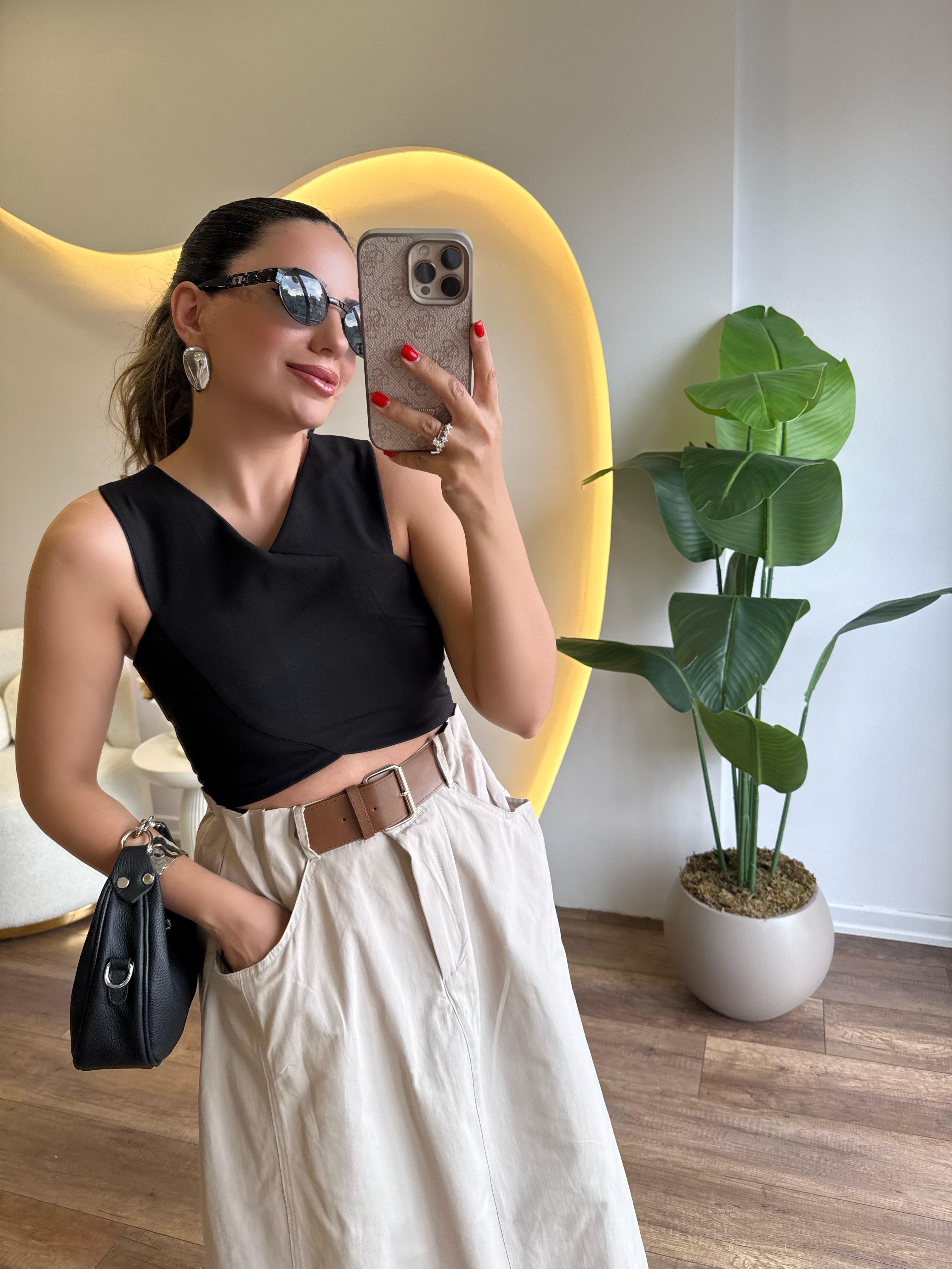 9765 Çapraz Detaylı Büstiyer Bluz