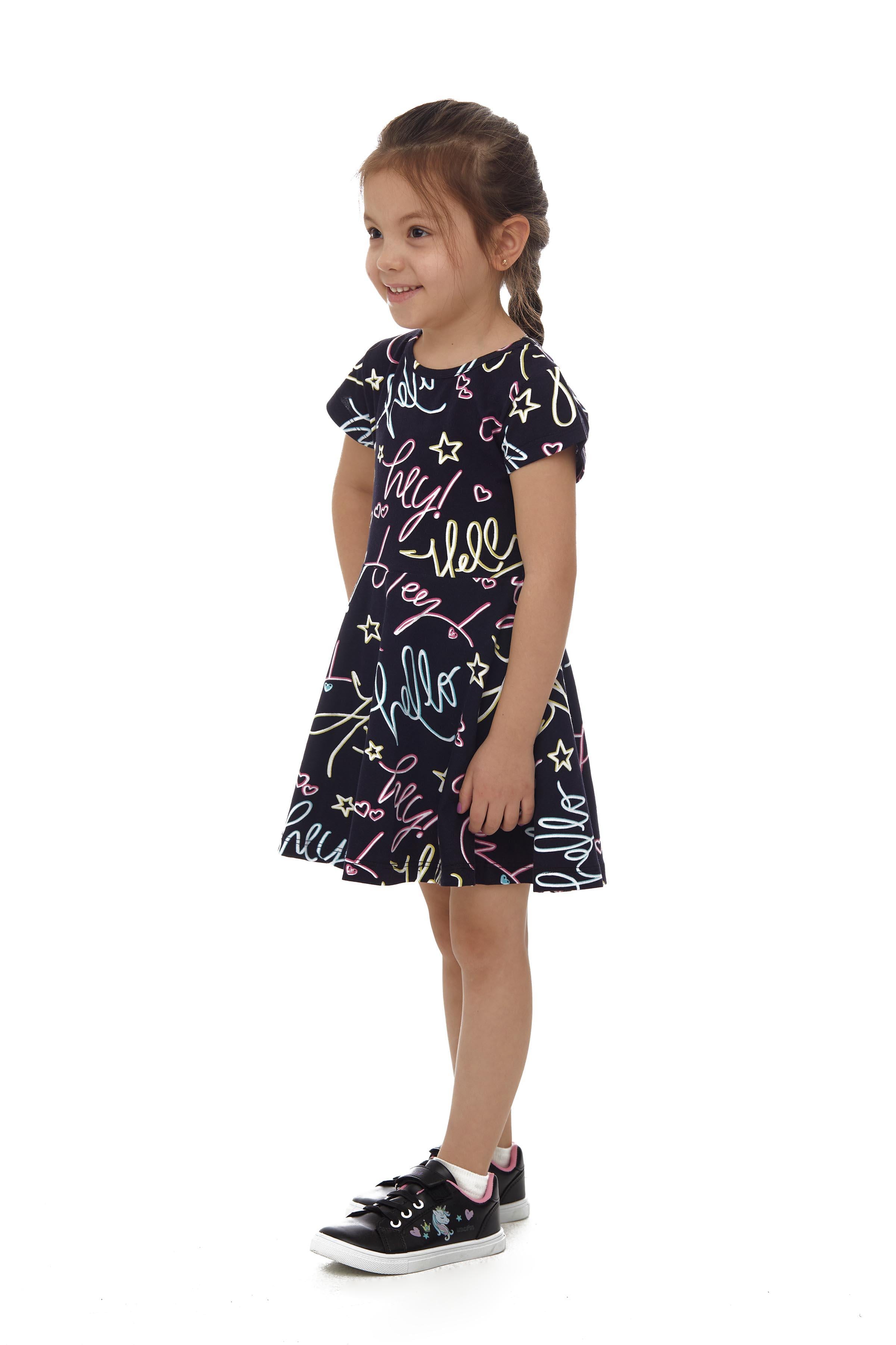 9777 Kids Yarım Kol Desenli Elbise 5-8 Yaş