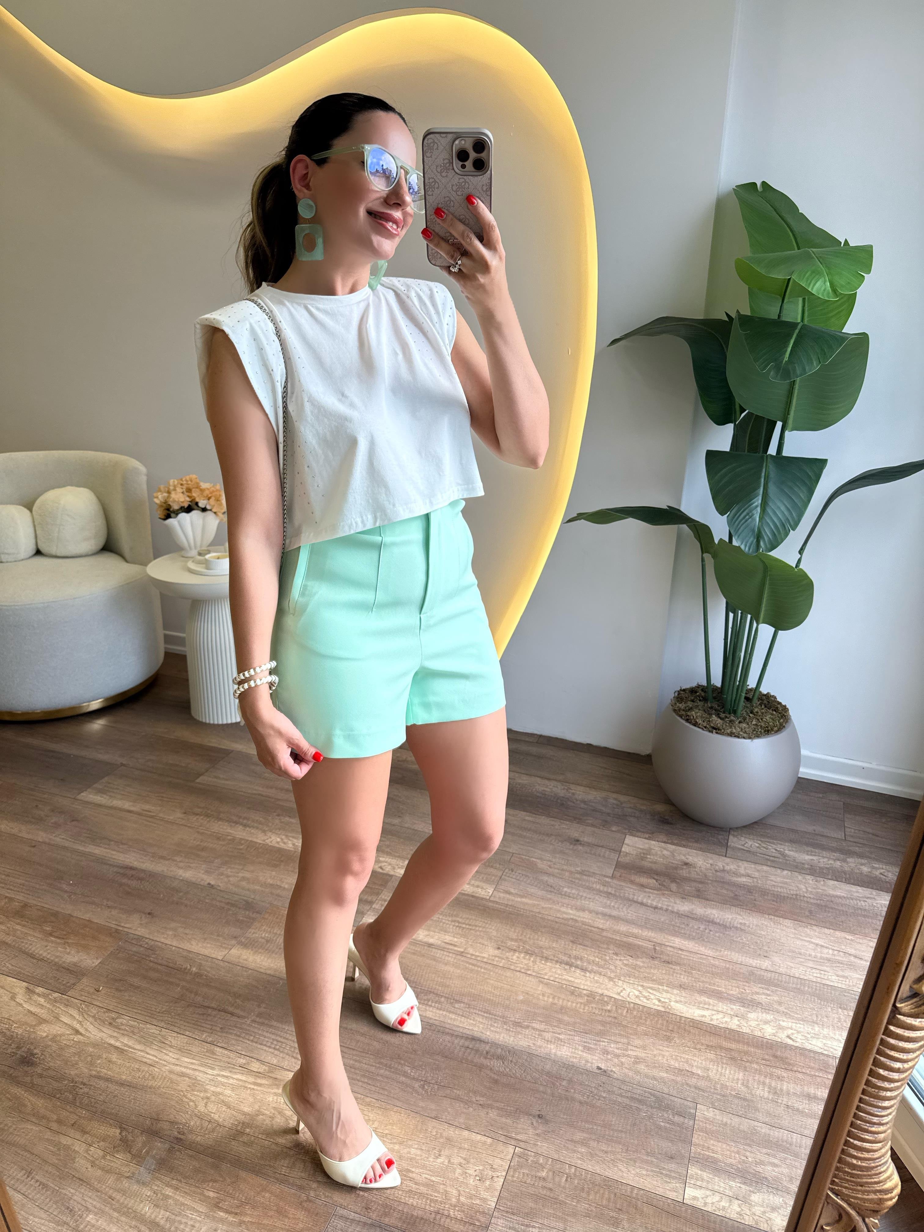 9809 Pensli Kumaş Şort
