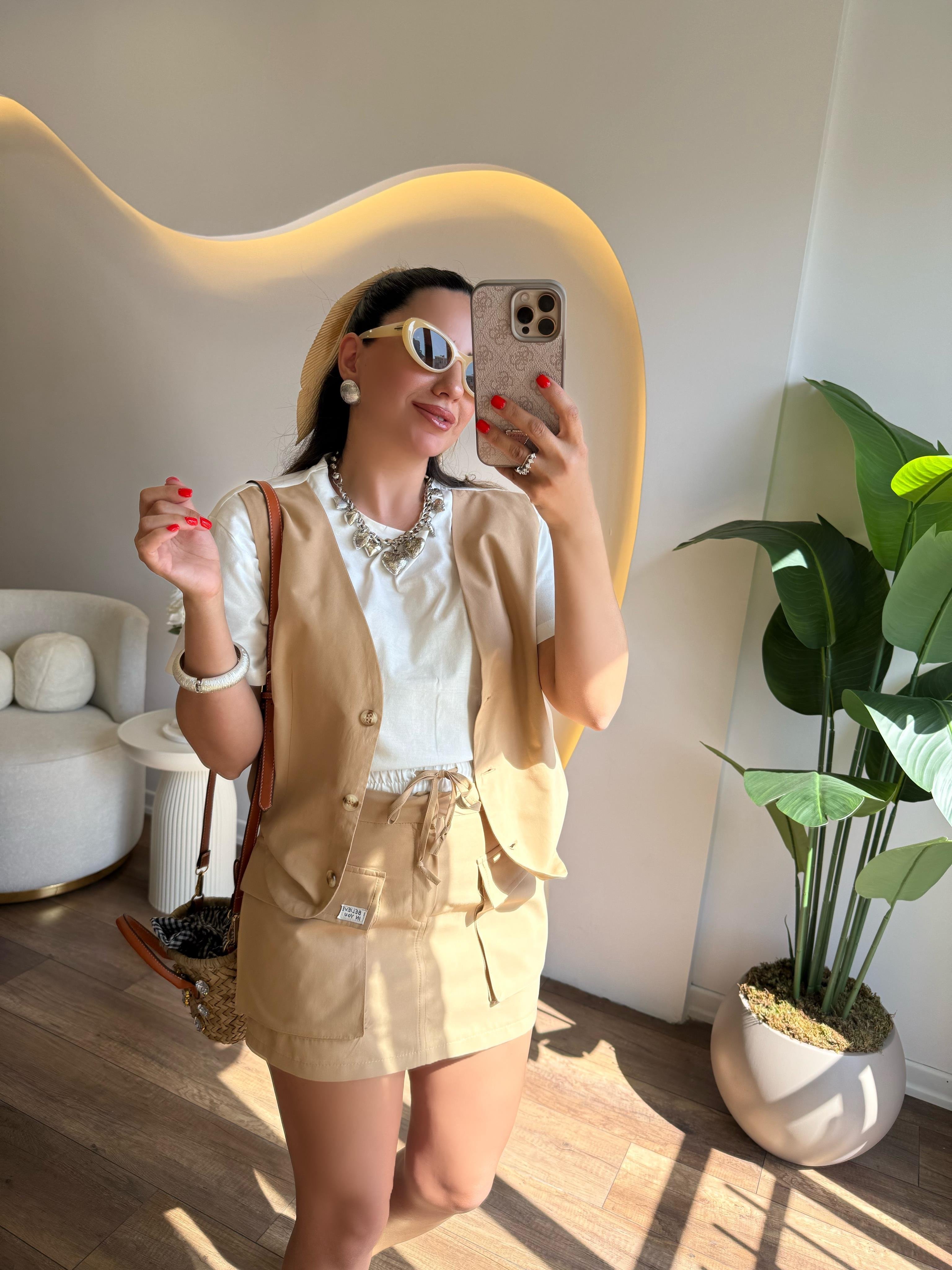 9813 Camel Etek Bluz Takım