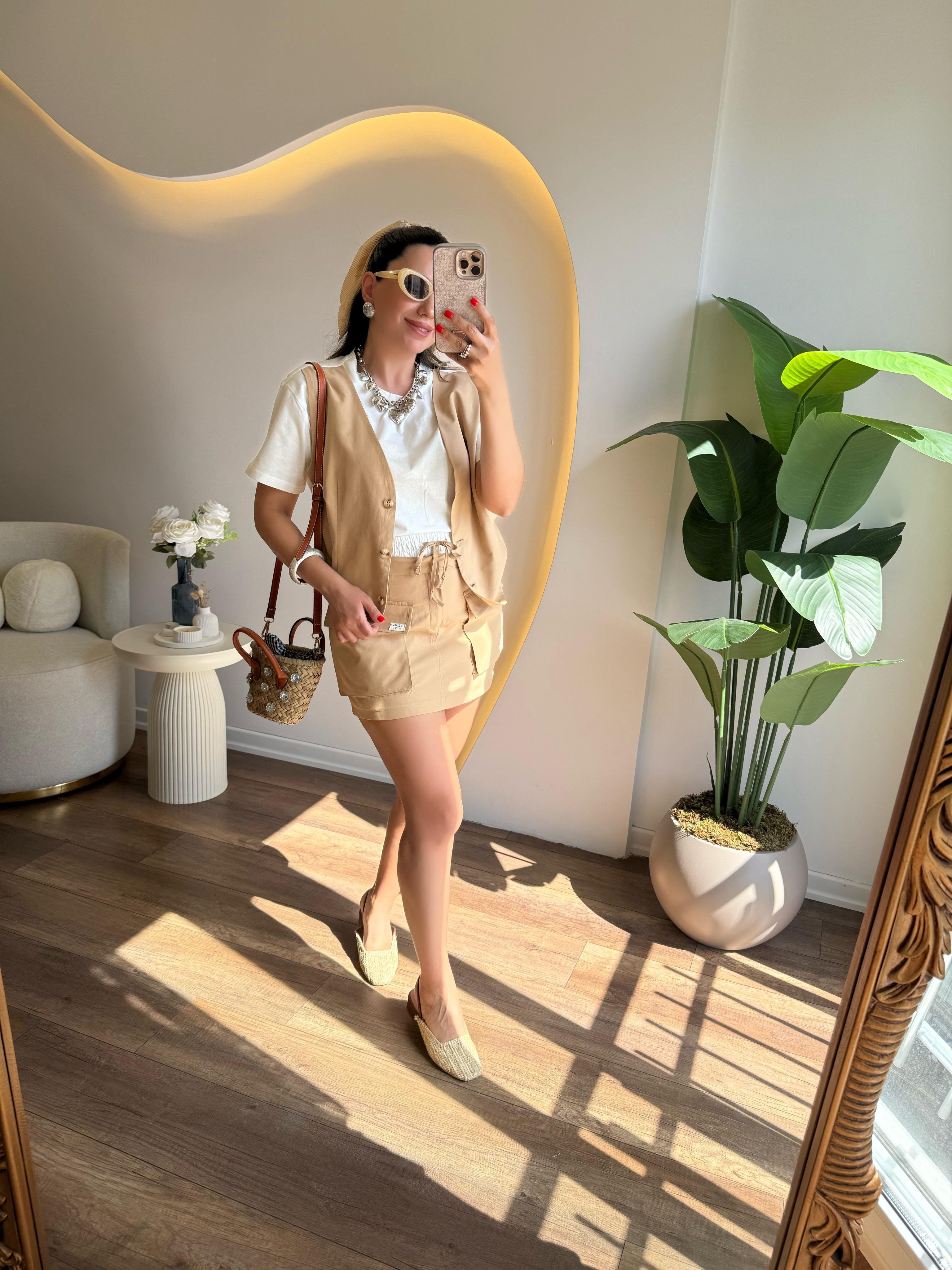 9813 Camel Etek Bluz Takım