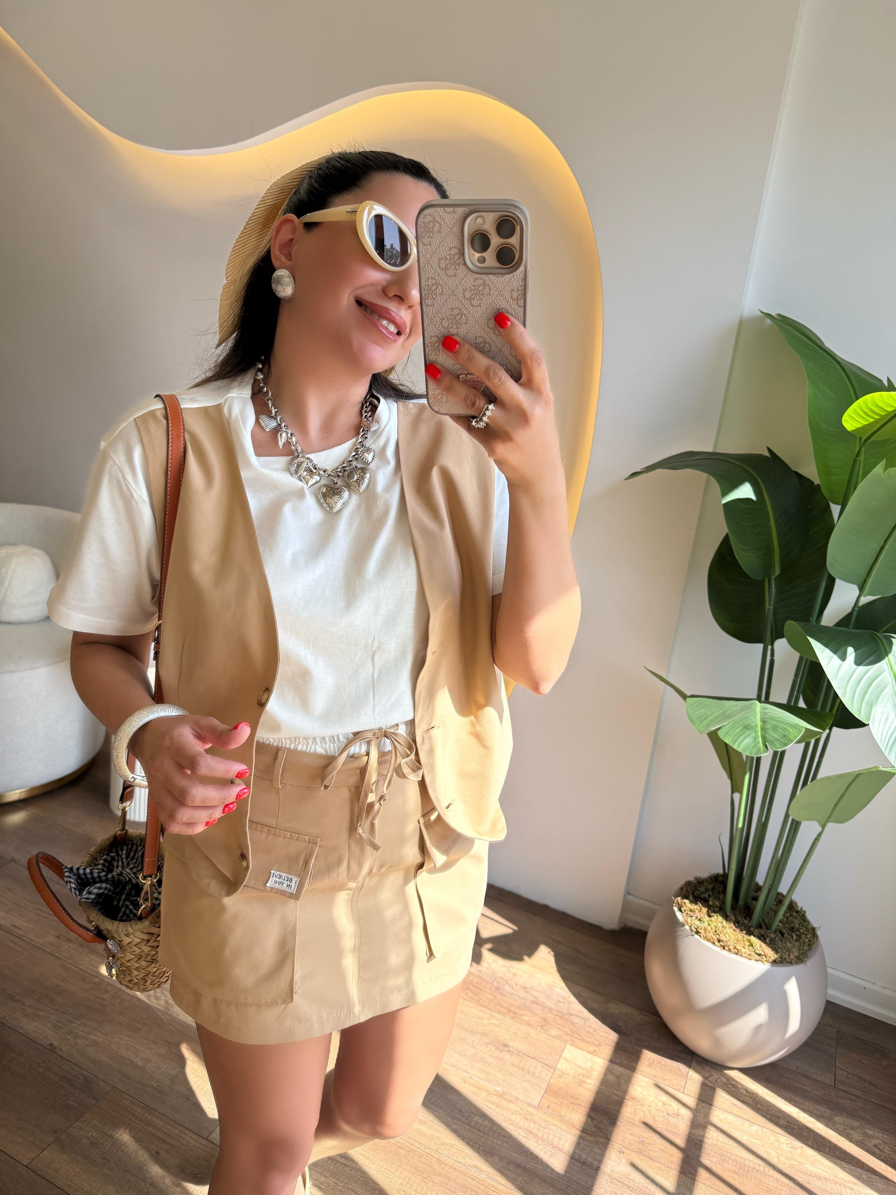 9813 Camel Etek Bluz Takım