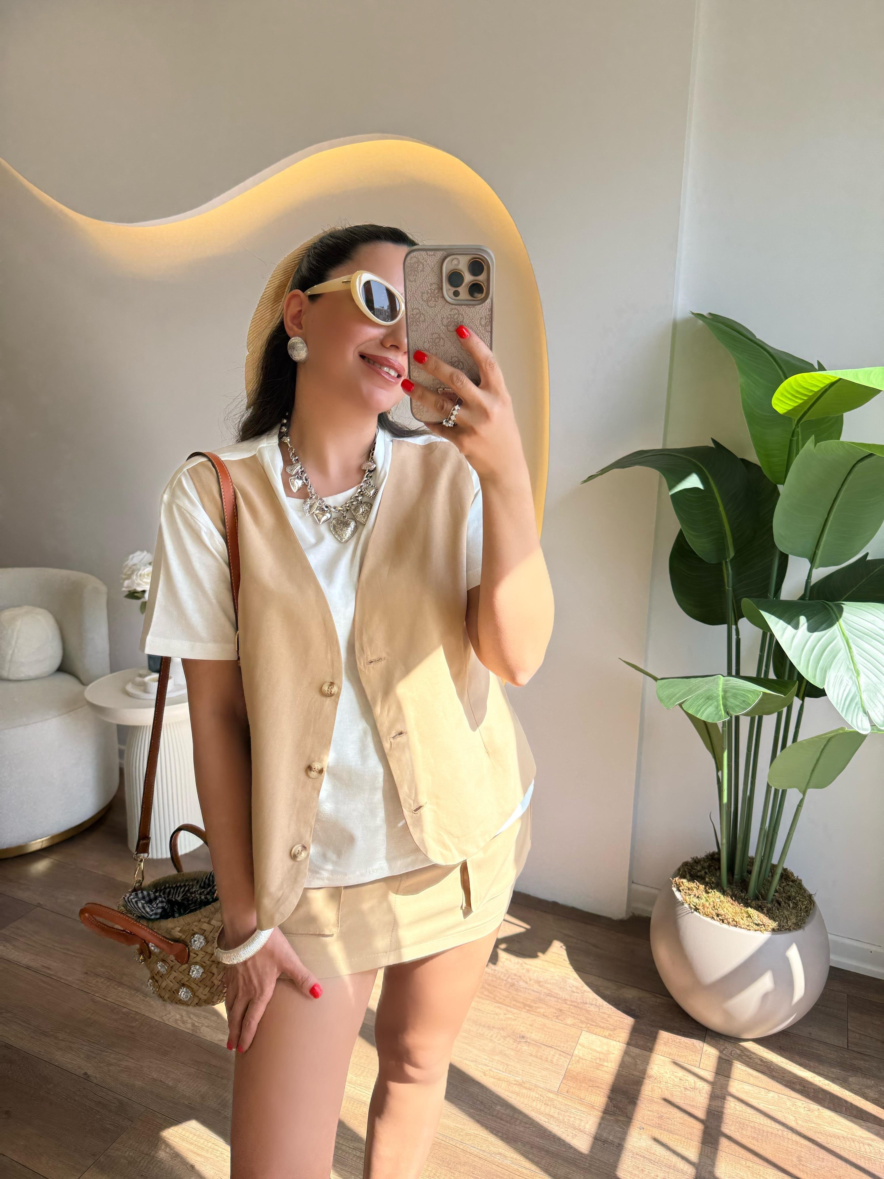 9813 Camel Etek Bluz Takım