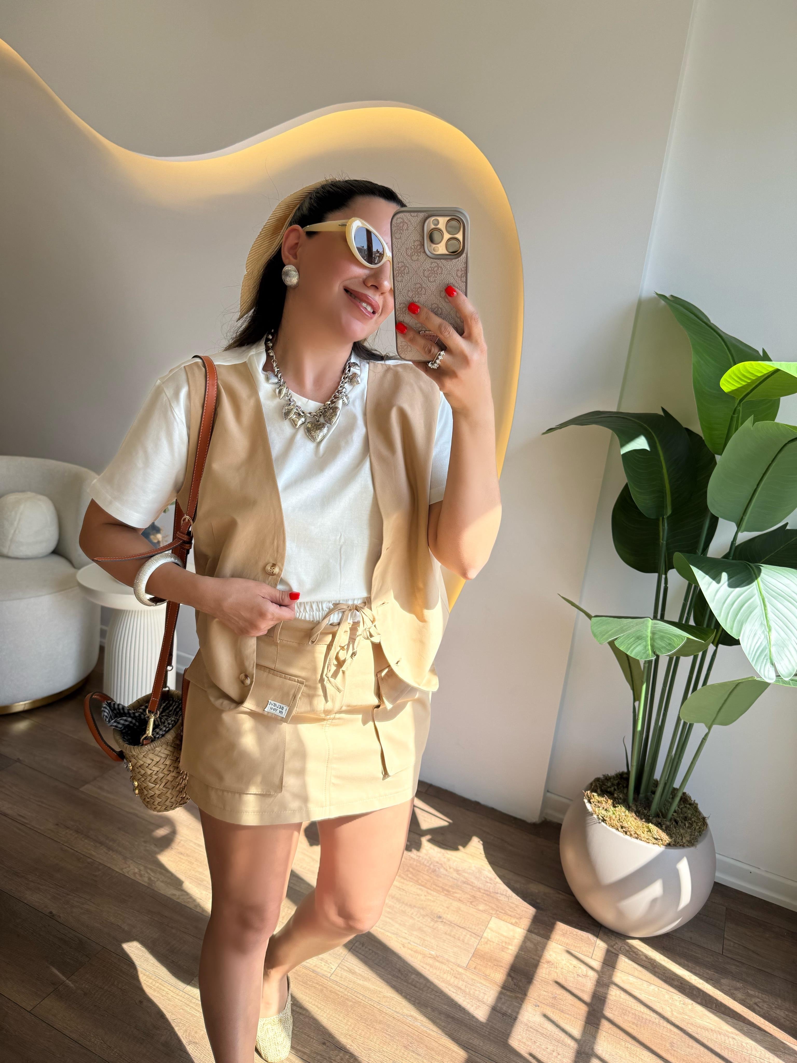 9813 Camel Etek Bluz Takım