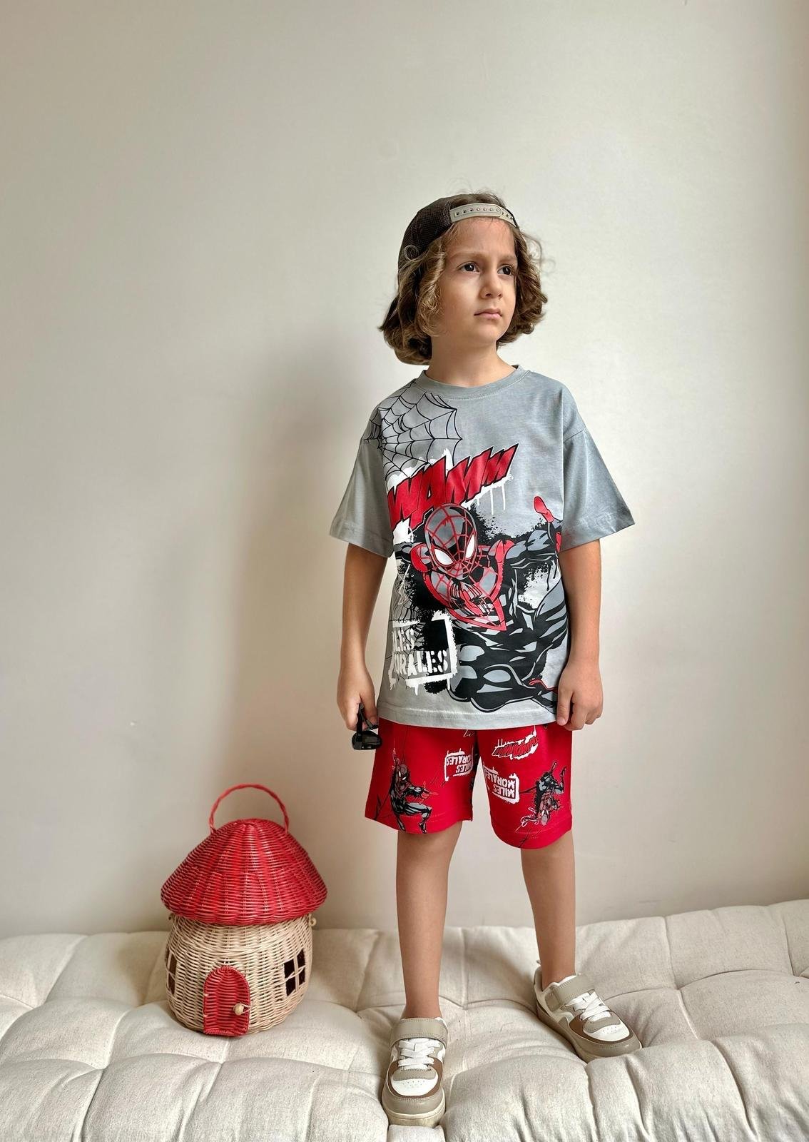 9838 Kids Spiderman Şort Takım 3-4/9-10 Yaş