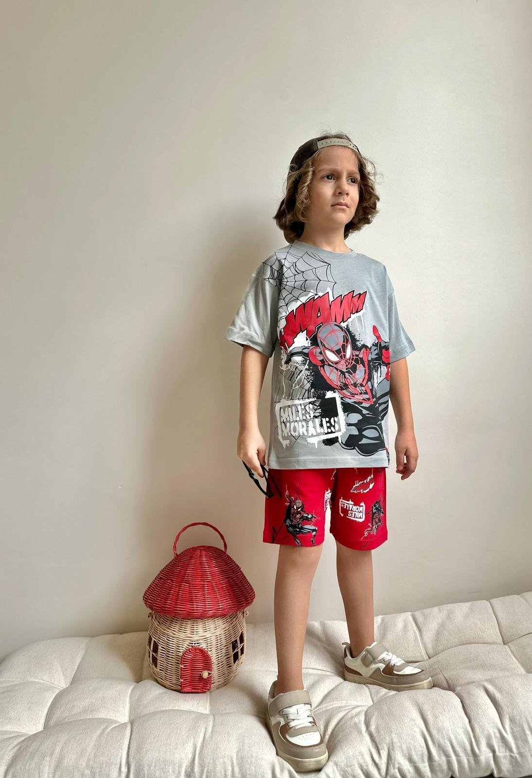 9838 Kids Spiderman Şort Takım 3-4/9-10 Yaş