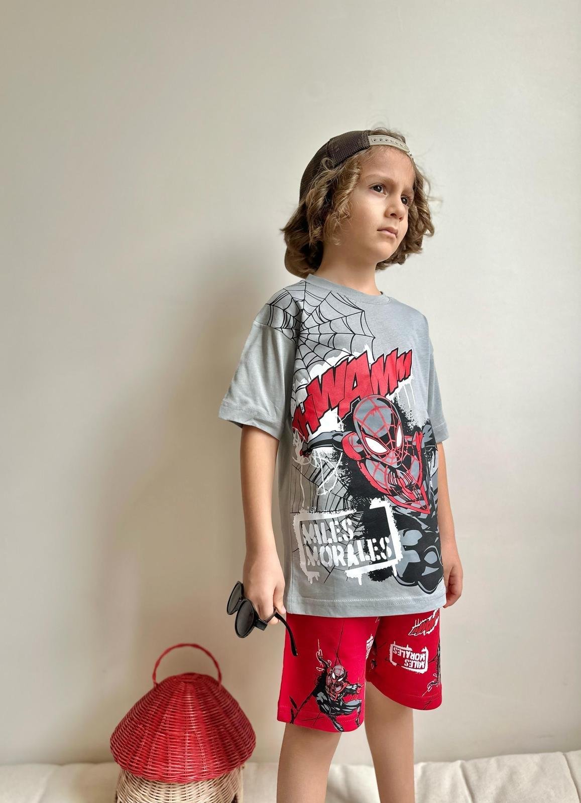 9838 Kids Spiderman Şort Takım 3-4/9-10 Yaş