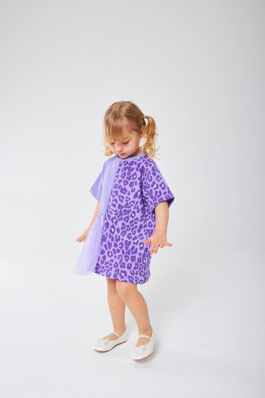 9918 Kids Leopar Detaylı Elbise 2-3/7-8 Yaş