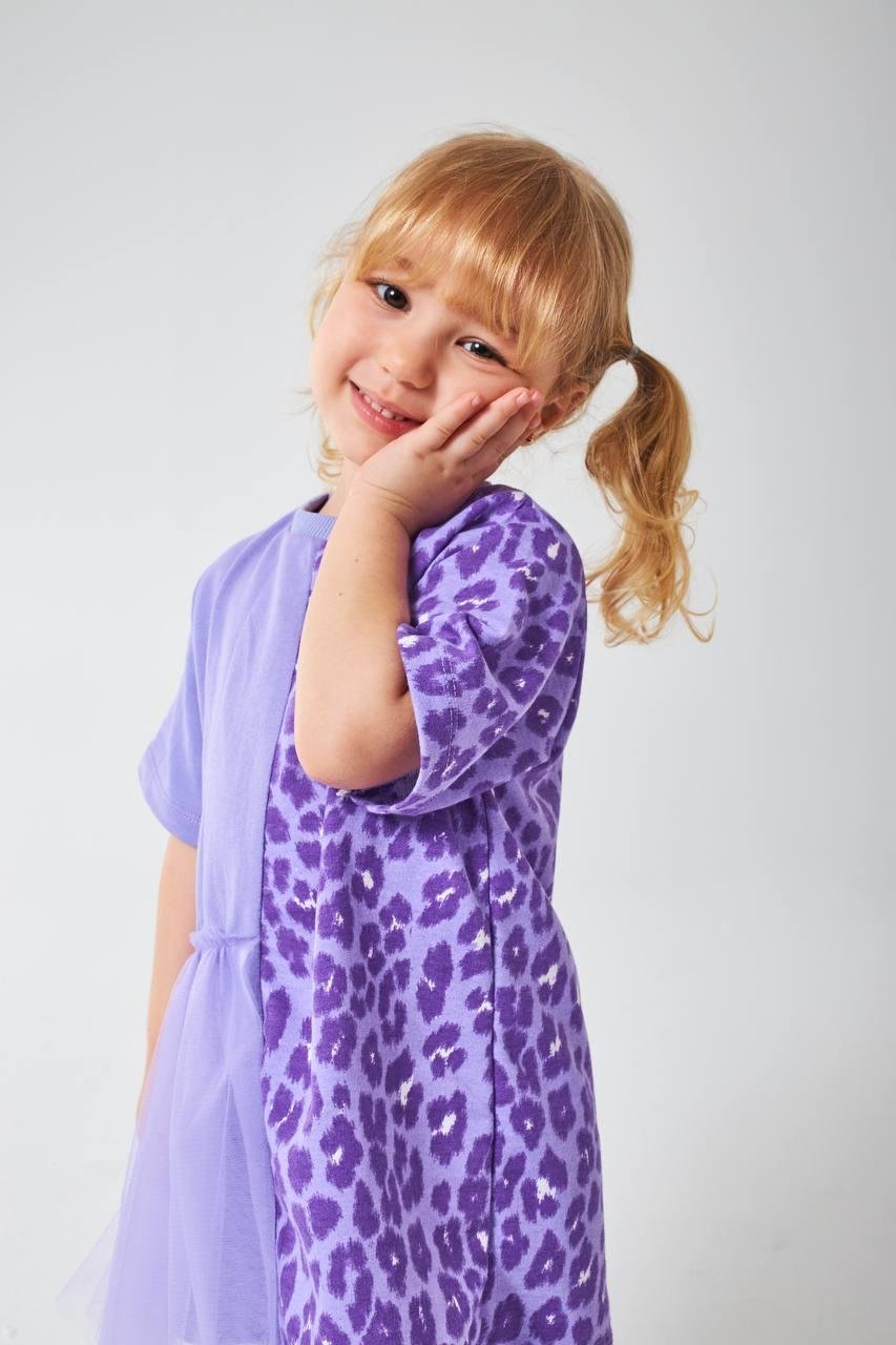 9918 Kids Leopar Detaylı Elbise 2-3/7-8 Yaş