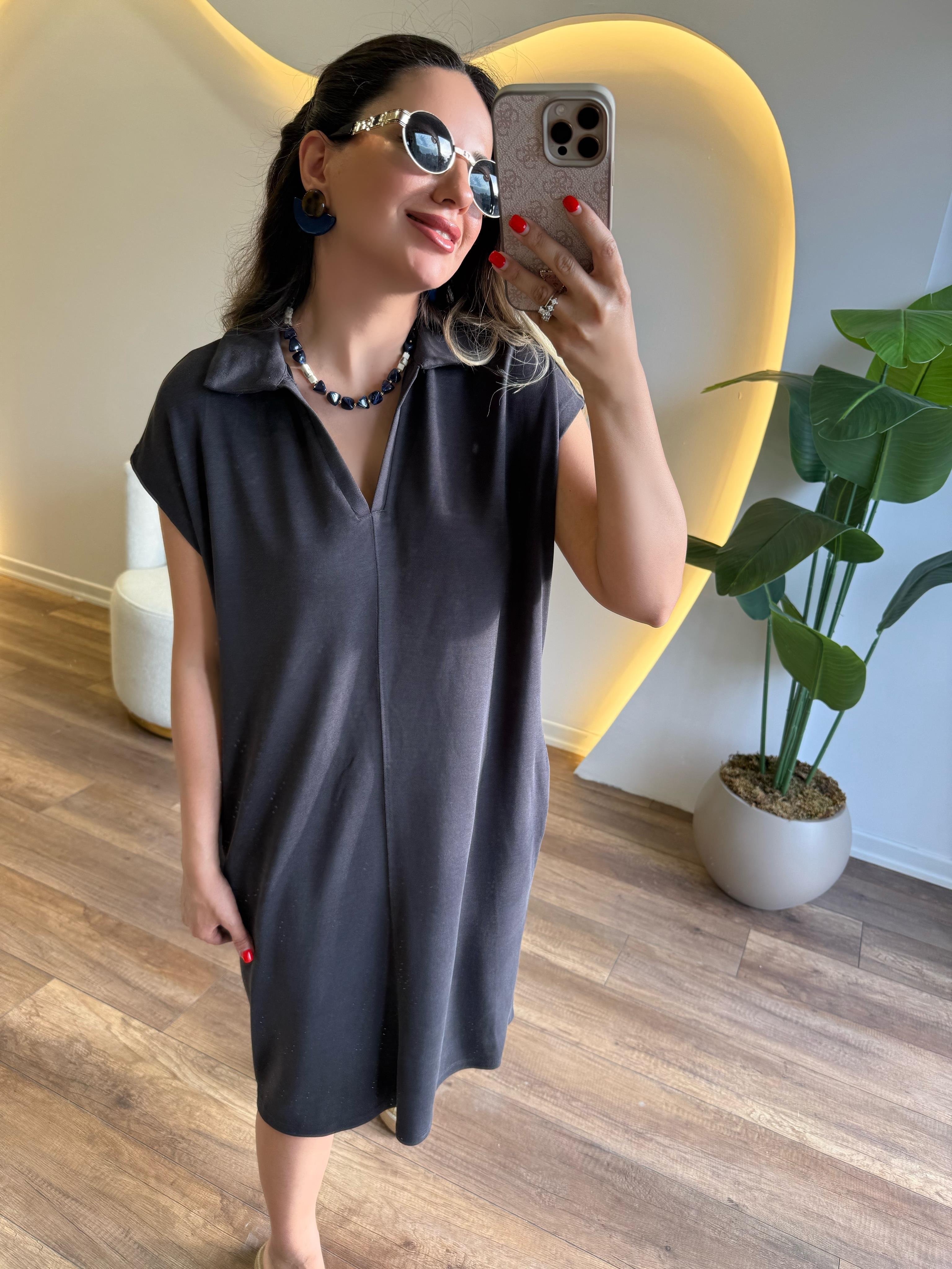 9927 Oversize Yarım Kol Elbise