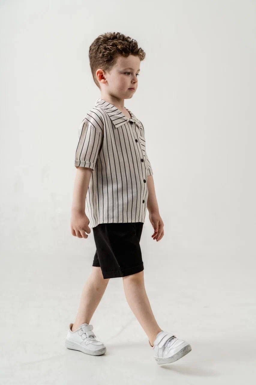 9964 Kids Çizgili Müslin Erkek Takım 3-4 /9-10 Yaş