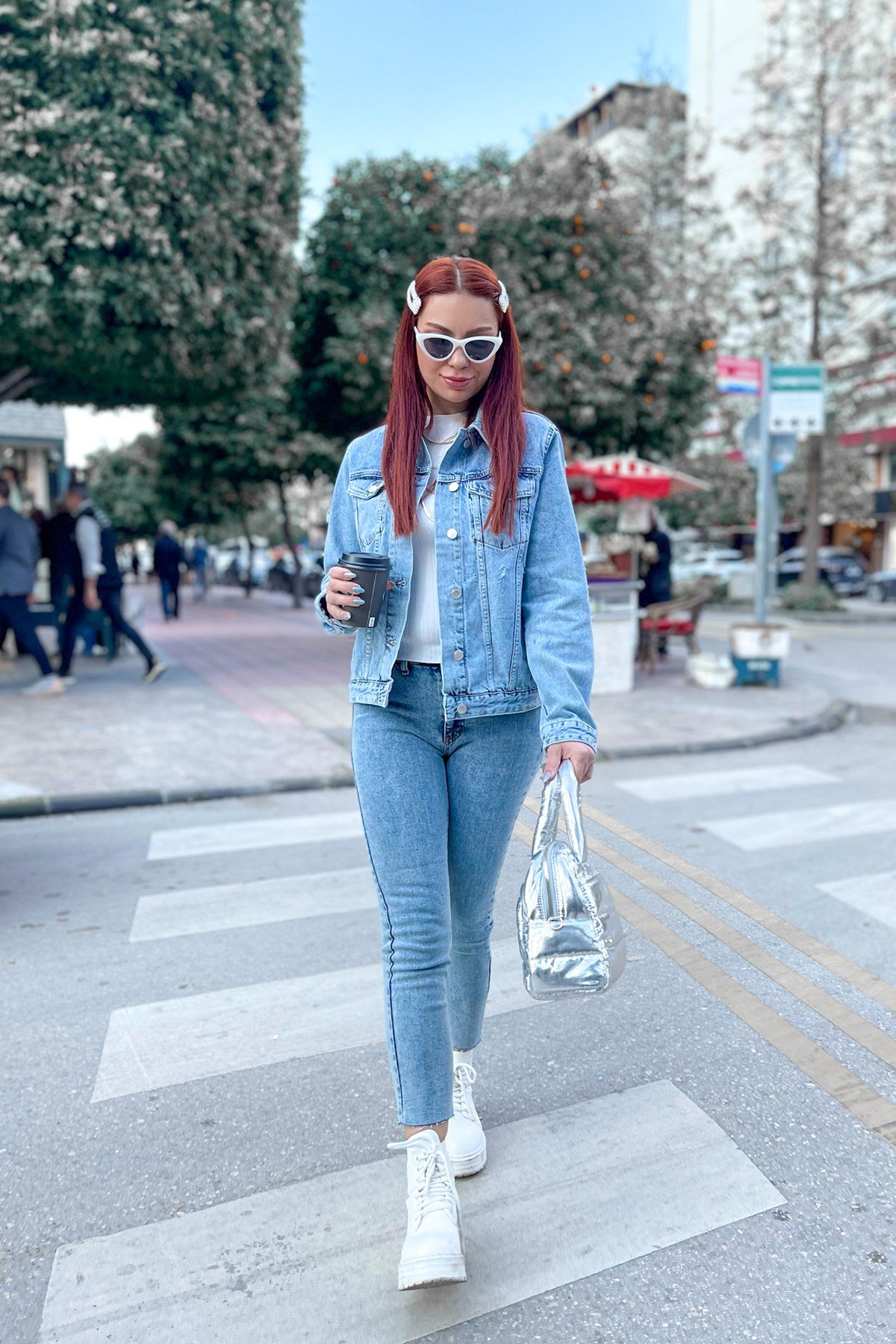 Açık Renk Buz Mavi Kot Ceket
