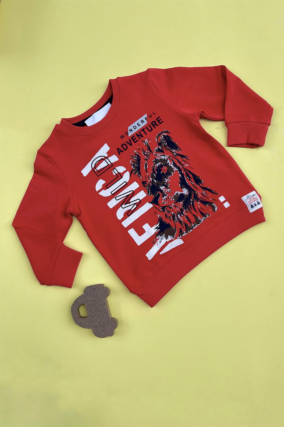 Aslan Baskılı Kırmızı Sweatshirt