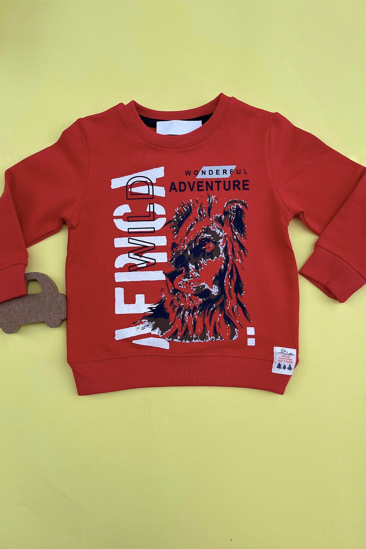 Aslan Baskılı Kırmızı Sweatshirt