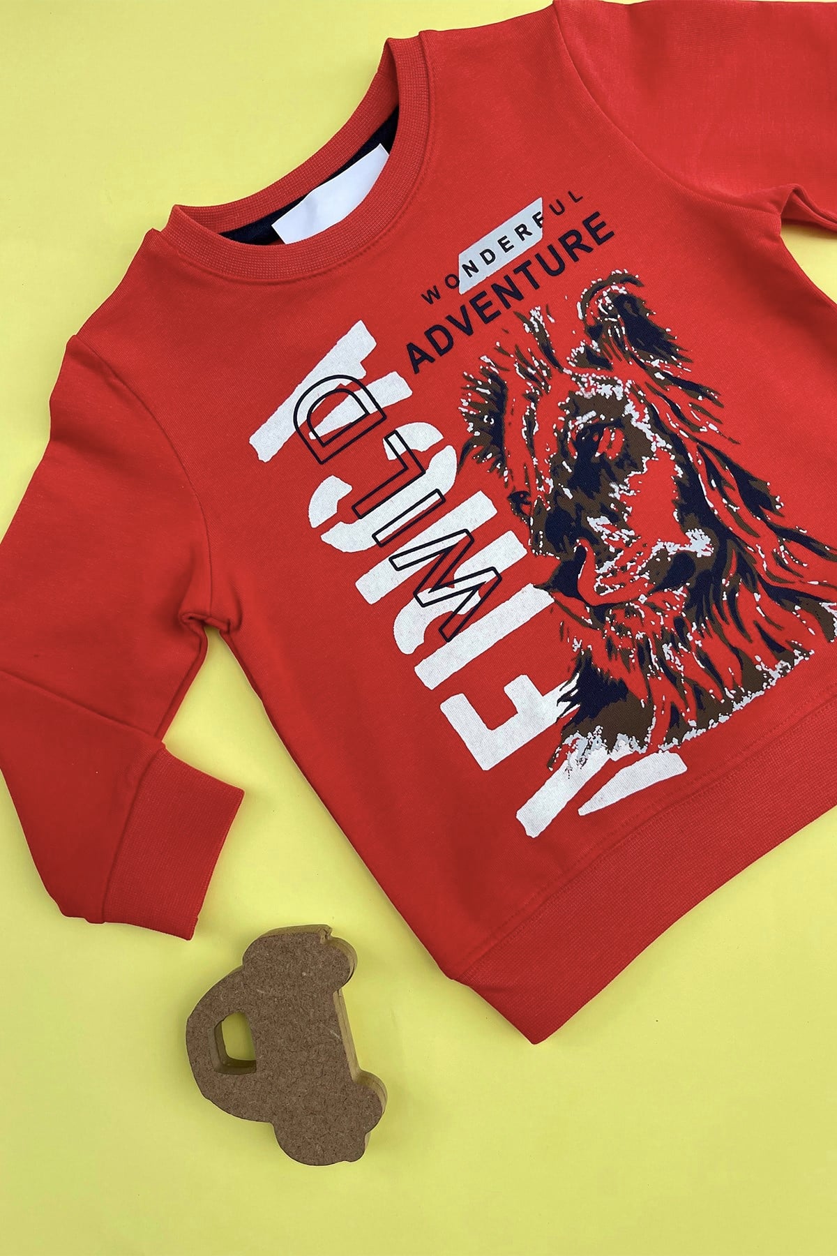 Aslan Baskılı Kırmızı Sweatshirt