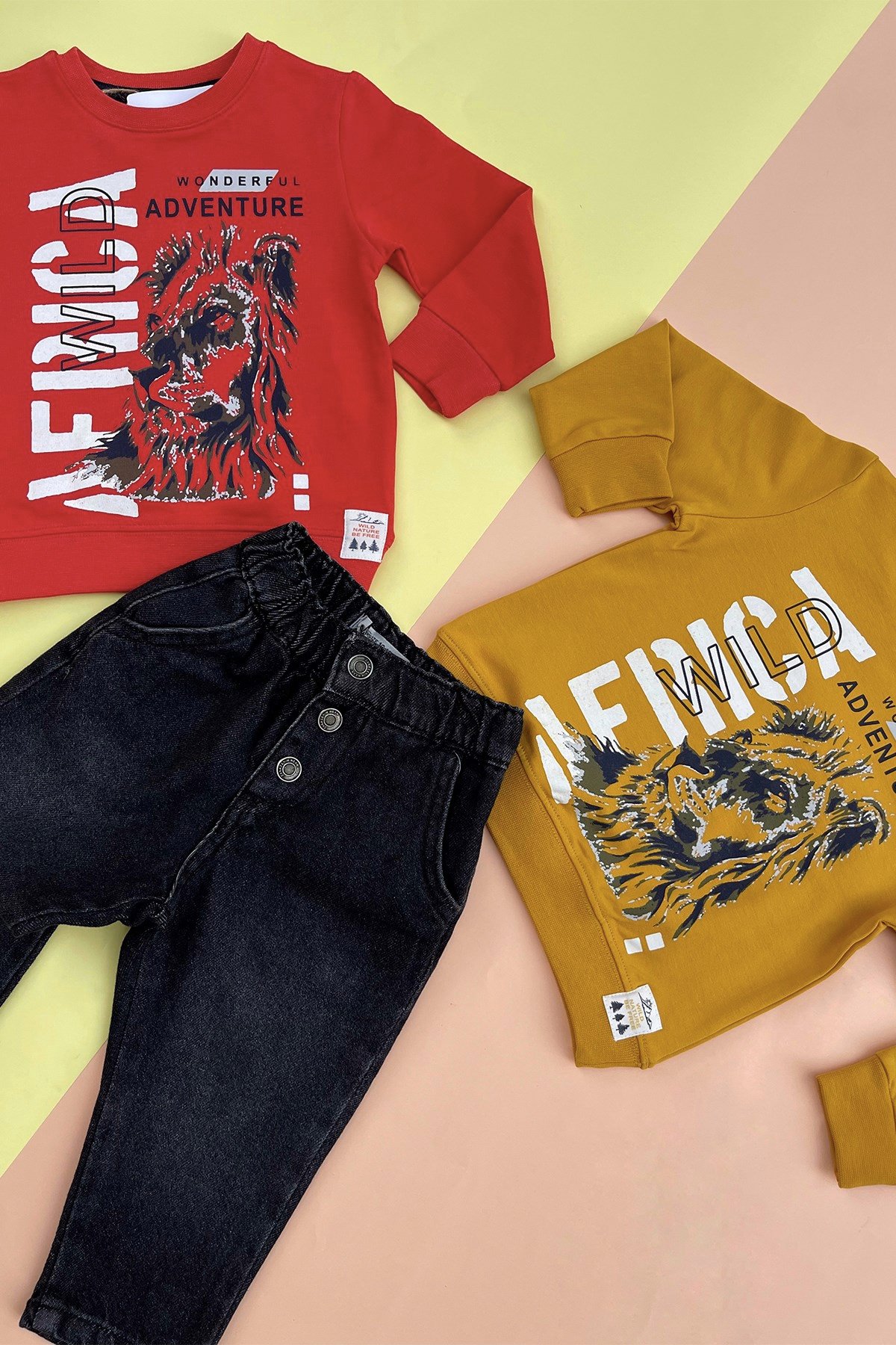 Aslan Baskılı Kırmızı Sweatshirt