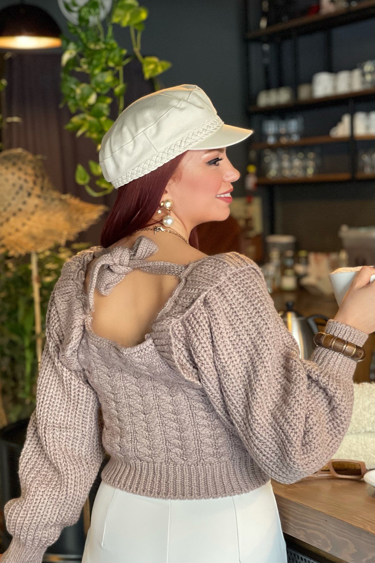 Balon Kol Örgü Volanlı Triko 