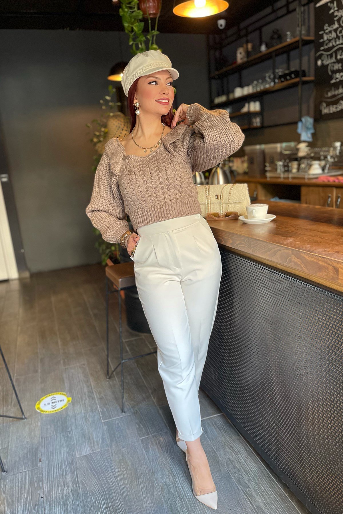 Balon Kol Örgü Volanlı Triko 