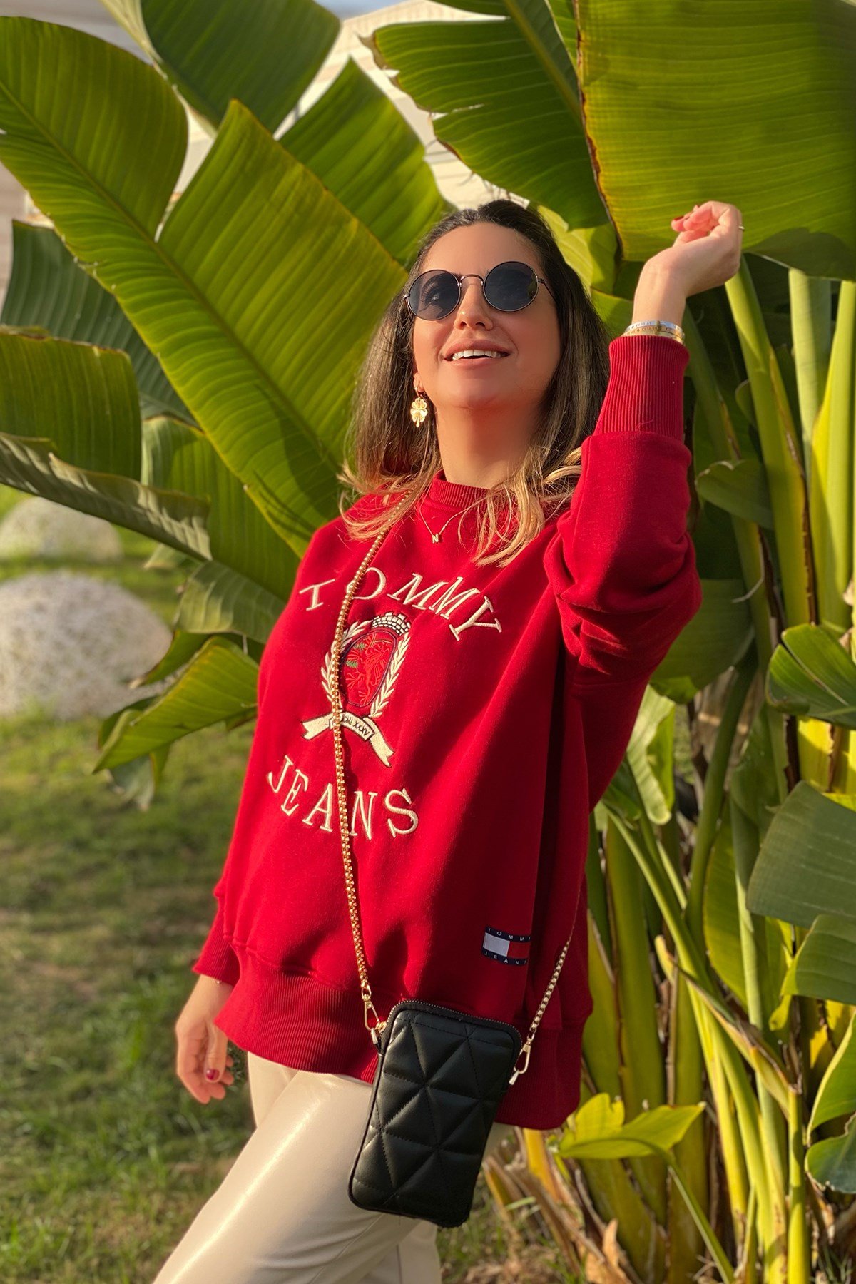 Baskılı Bordo Sweatshirt