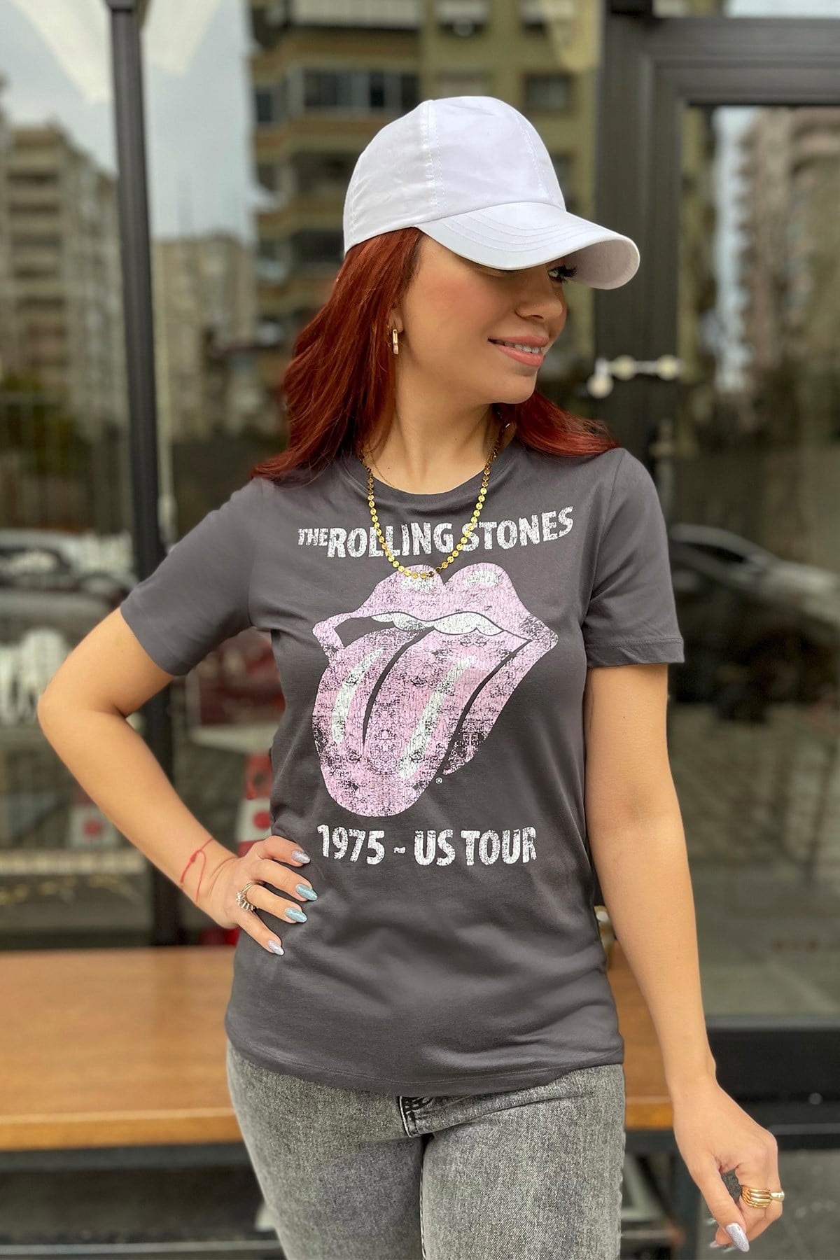 Baskılı Gri Tshirt
