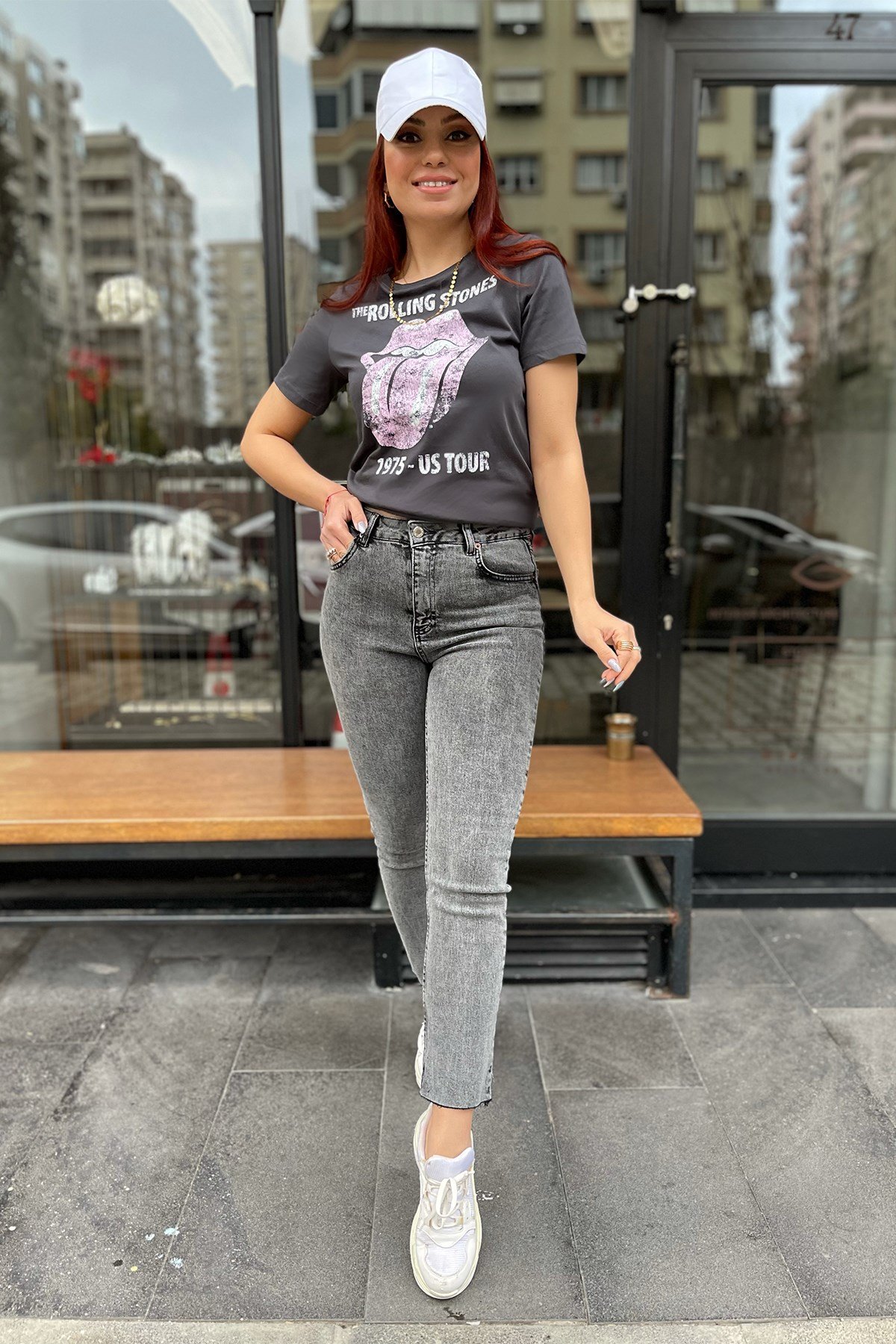 Baskılı Gri Tshirt