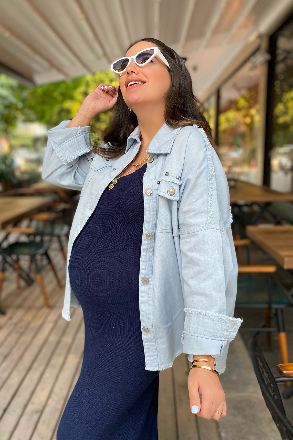 Bebe Mavi Rivetli Ceket