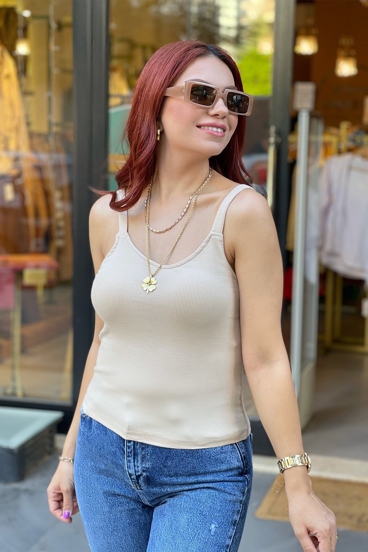 Bej Askılı Basic Atlet
