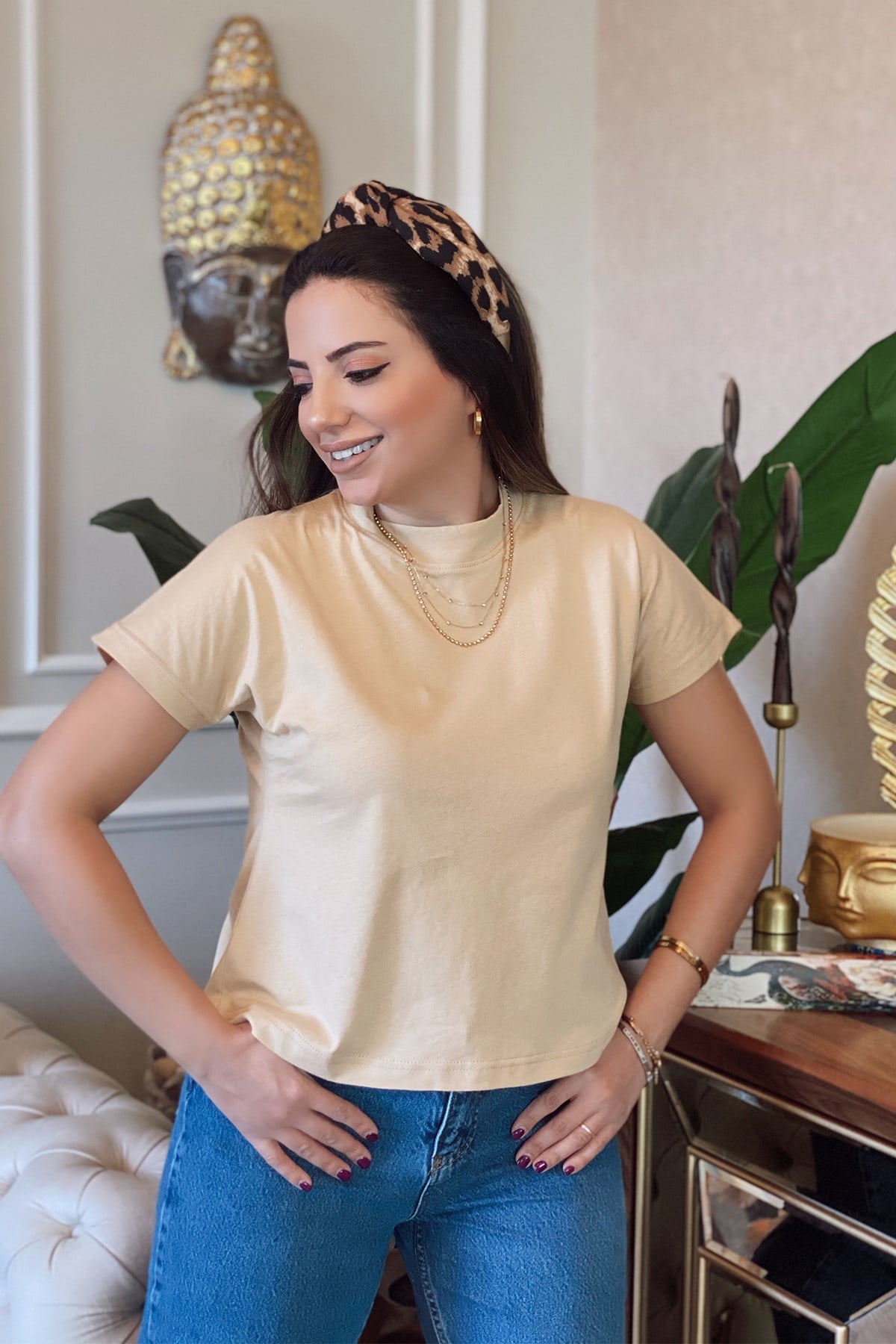Bej Dik Yaka Tshirt
